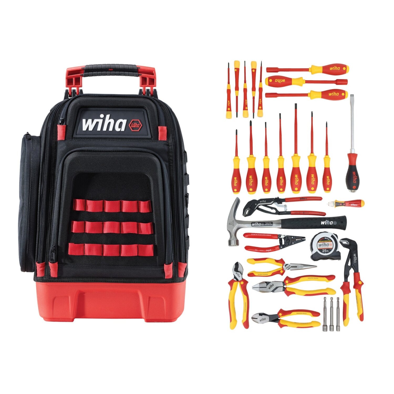 Wiha 91871 Journeyman Electrician's Insulated Tool Kit - 30-Piece Heavy Duty Backpack Set for Professional Electricians | Perfect for Industrial, Commercial & Residential Electrical Work