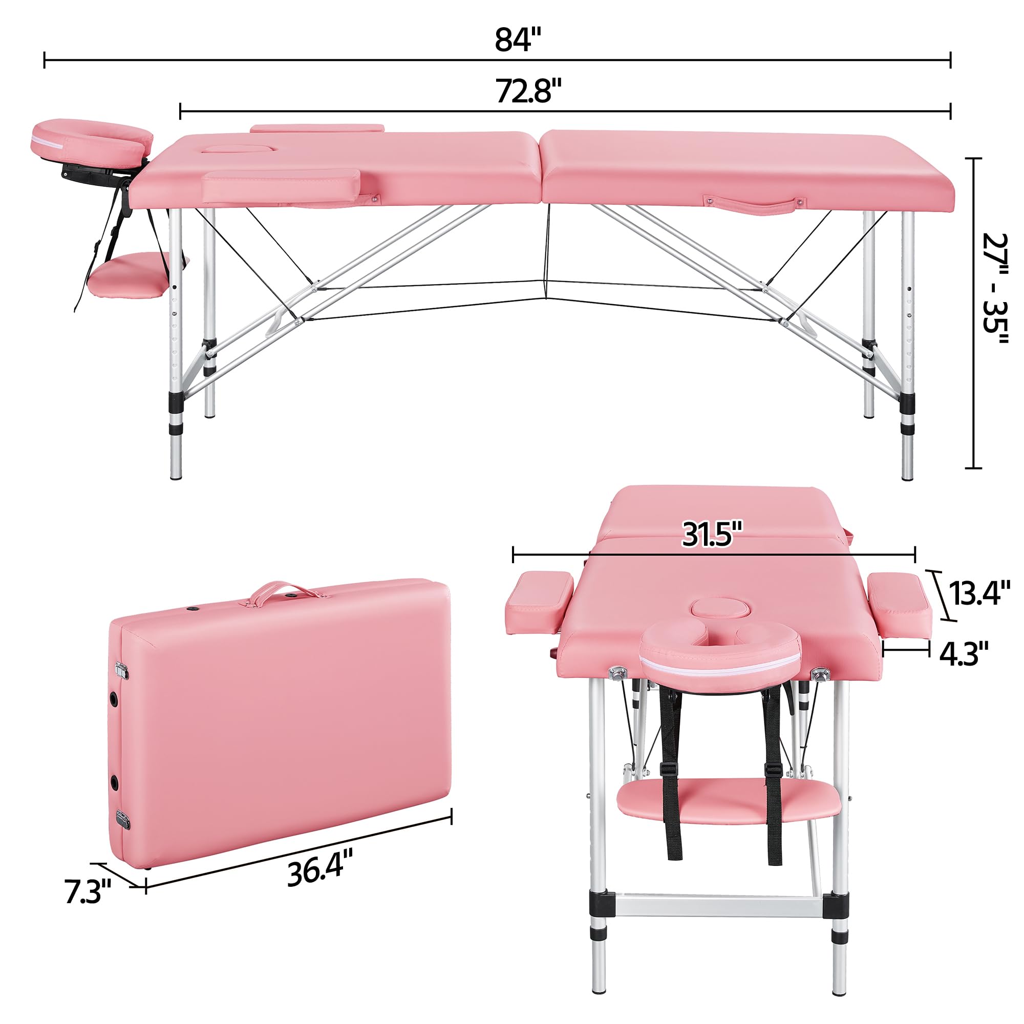 Yaheetech Portable Adjustable Massage Table - 24