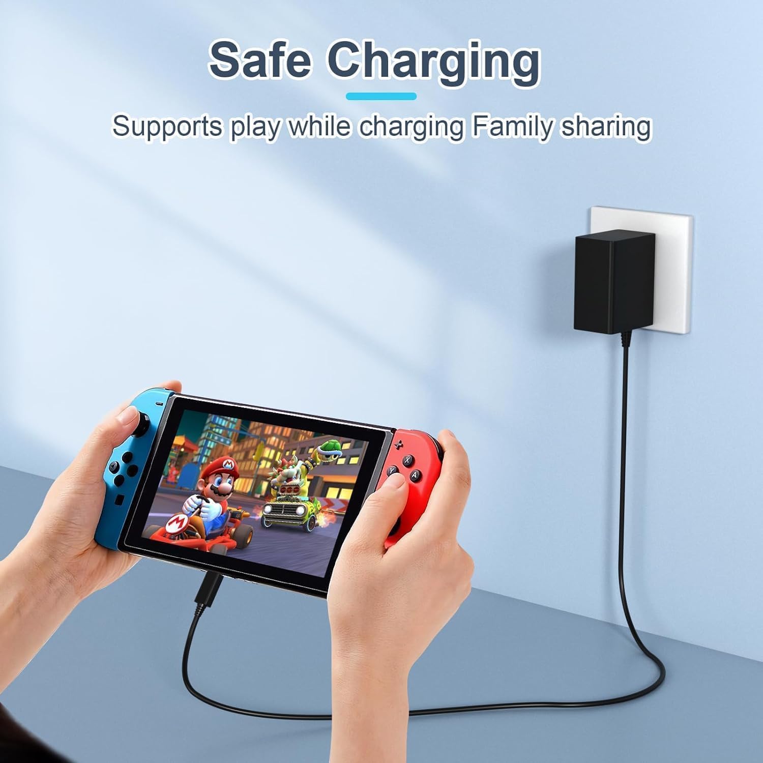 Nintendo Switch Charger 39W AC Adapter with 5FT USB-C Cable - Compatible with Switch, Switch Lite, OLED & Pro Controller (TV Mode Support) - Perfect for Gaming at Home or Travel
