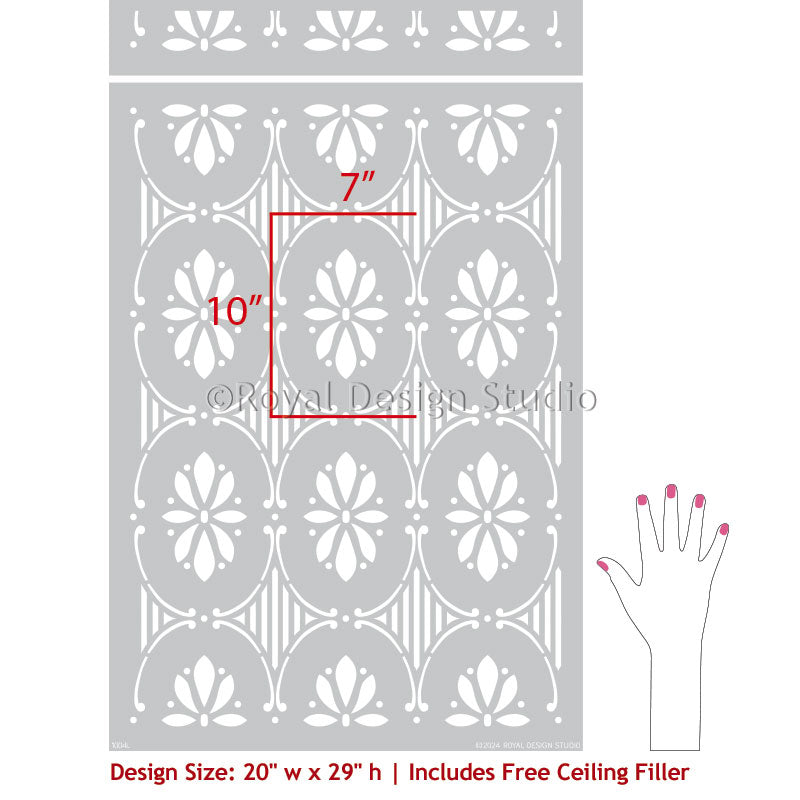Swedish Floral Allover Stencil - Reusable DIY Painting Template for Walls, Furniture, Fabric - Perfect for Home Decor, Craft Projects, and Scrapbooking