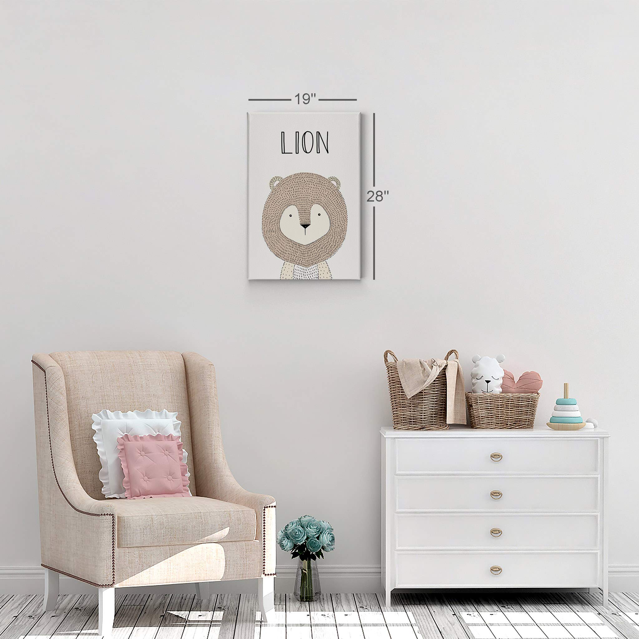 Lion Canvas Wall Art for Kids Room - 40x30 Inch Smile Art Design Painting with Cream Background, Nursery & Baby Room Decor - Handmade in USA | Perfect for Playrooms, Bedrooms & Gifts