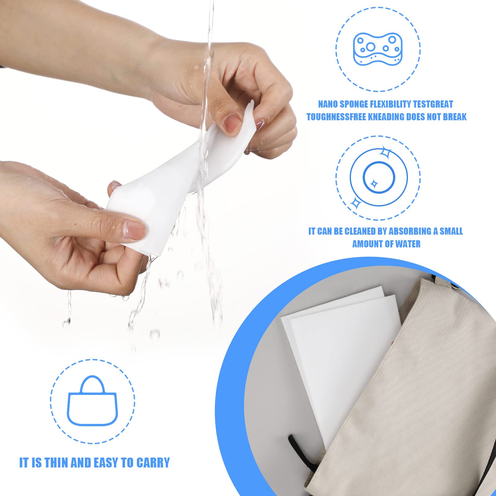100 Pack Disposable Magic Foam Sponge Pads - Thin Cleaning Eraser Sheets for Kitchen, Shoe, Furniture & Bathroom - Perfect for Quick Cleaning, Stain Removal & Surface Protection
