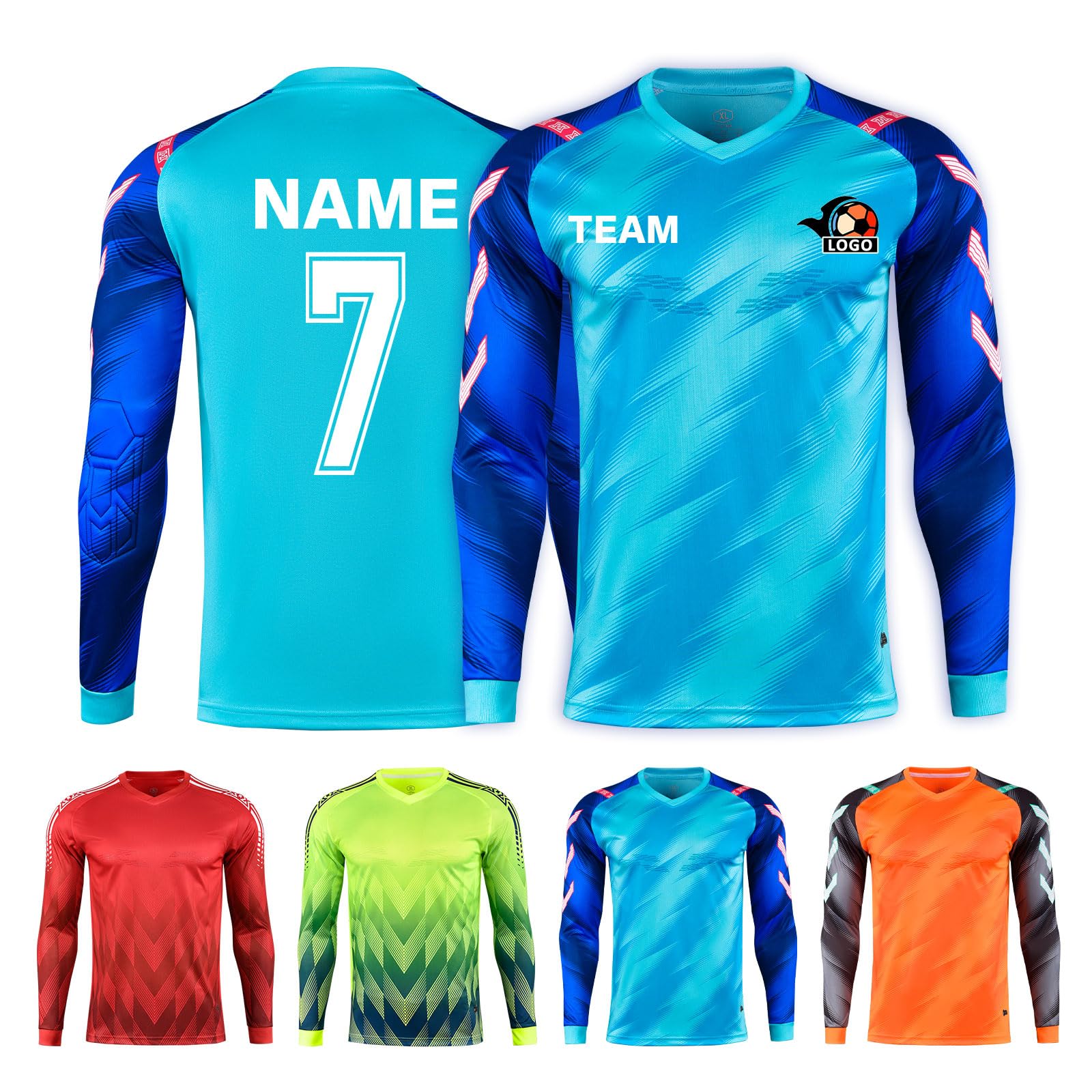 Custom Padded Soccer Goalkeeper Jersey for Kids Youth & Adults - Personalized Goalie Shirt with Breathable Fabric - Perfect for Training, Matches & Team Uniforms