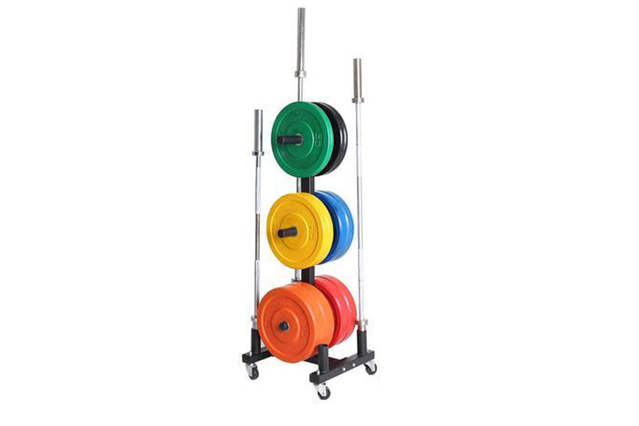 Warrior Barbell Holder & Bumper Plate Storage Rack - Heavy Duty Weightlifting Equipment Organizer for Home Gym & CrossFit Training