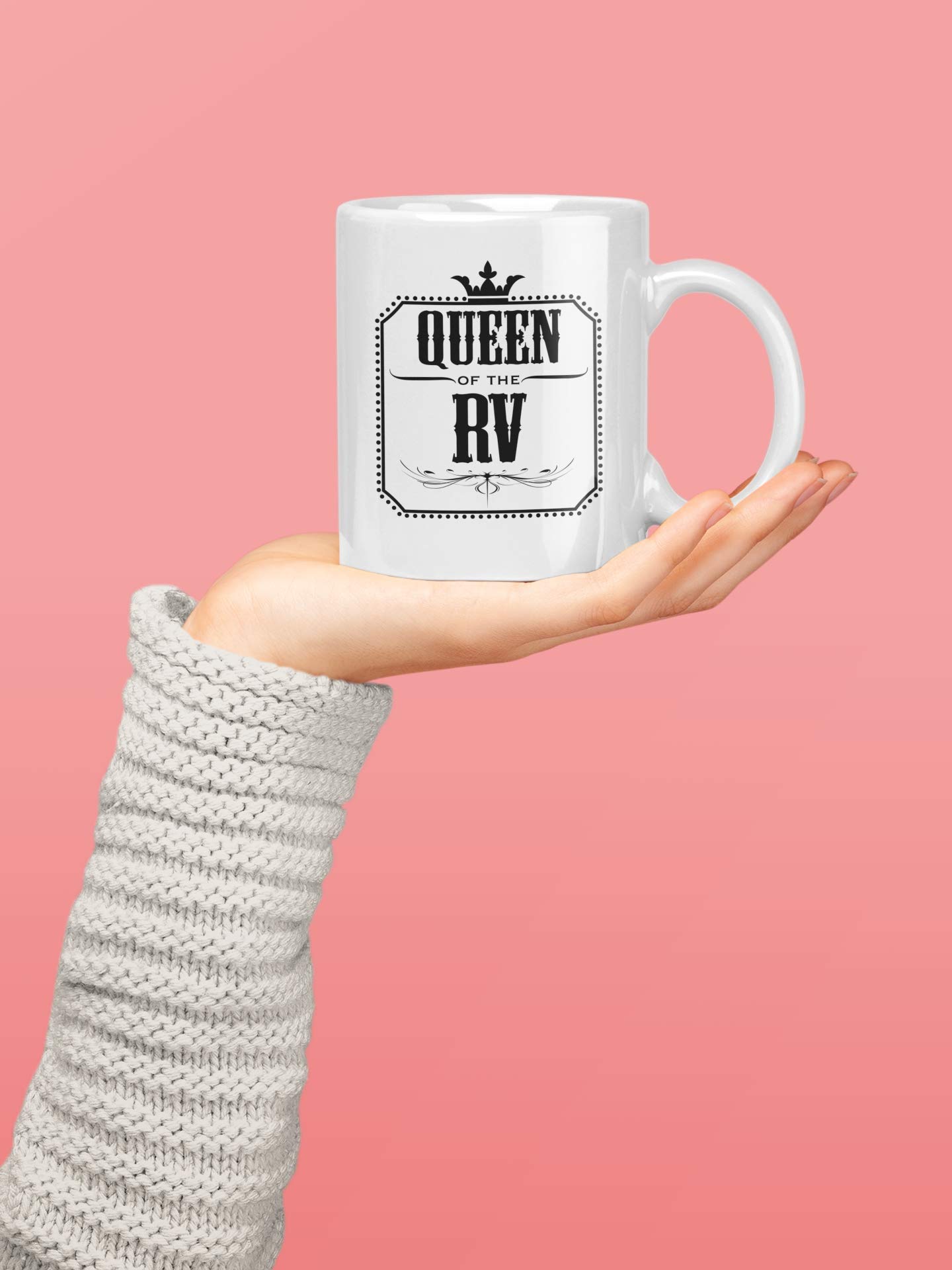 Casitika Queen of the RV Ceramic 11 oz Coffee Mug - Unique Camping Gift for Women, Perfect for Mom or Girlfriend - Ideal for Road Trips, RV Travel & Outdoor Adventures