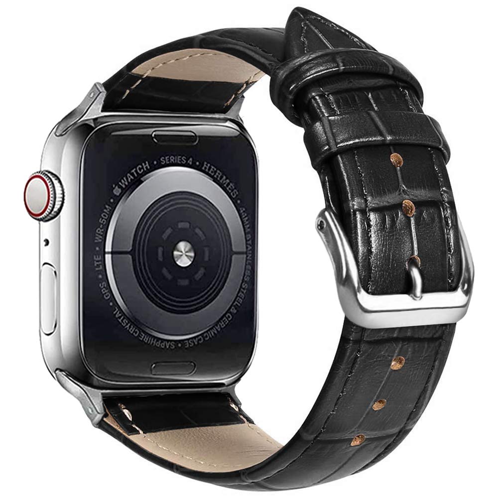 Premium Alligator Leather Apple Watch Band - Compatible with Series 10/9/8/7/6/5/4/3, Ultra 2 & SE - 49mm 46mm 45mm 44mm 42mm 41mm 40mm 38mm Sizes - Stylish Bicolor Replacement Strap for Men & Women - Perfect for Workouts, Office Wear & Everyday Fashion Accessory