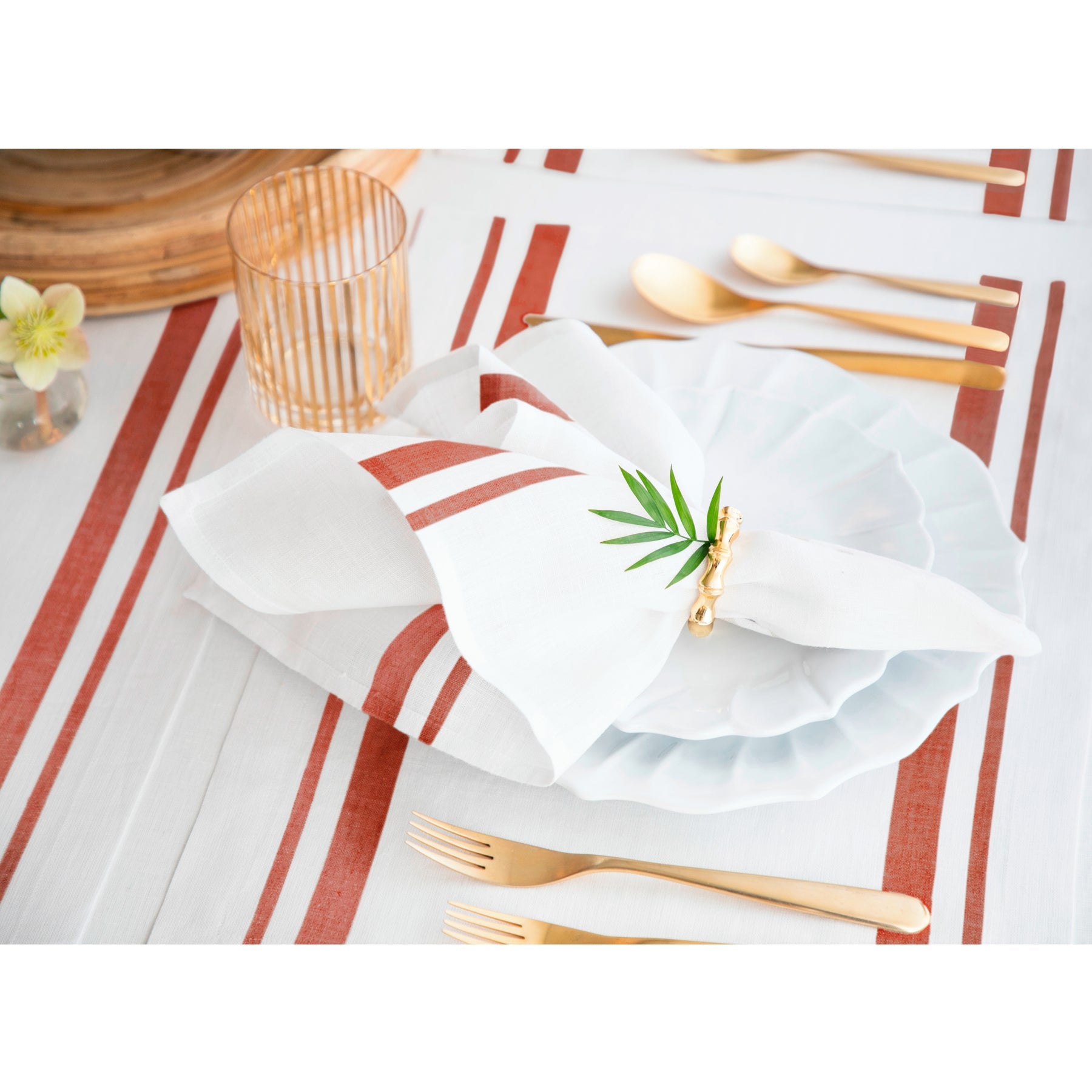 French Striped Cotton Napkins - Premium 12-Pack for Dining, Parties & Home Decor - Elegant Table Linens for Restaurants, Weddings & Everyday Use
