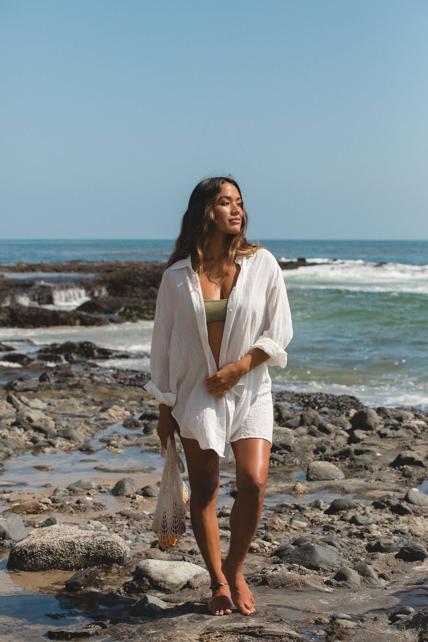 Oversized Button Down Shirt for Women - Casual Summer Poolside Cover Up - Perfect for Beach, Vacation, and Relaxing Outdoors