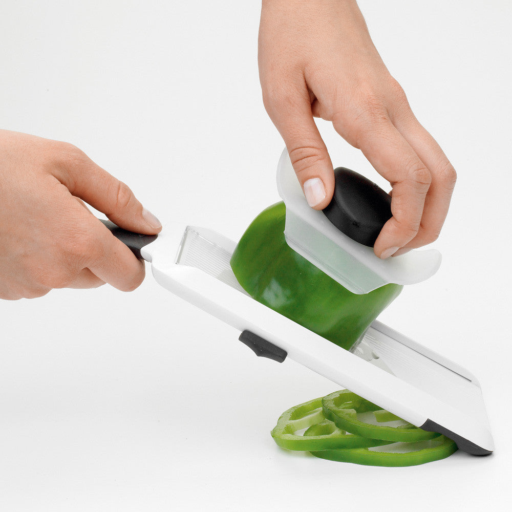 Premium Handheld Mandoline Slicer - Stainless Steel Vegetable & Fruit Cutter with 5 Blades for Effortless Slicing, Dicing & Julienne - Perfect for Salads, Meal Prep & Healthy Cooking at Home
