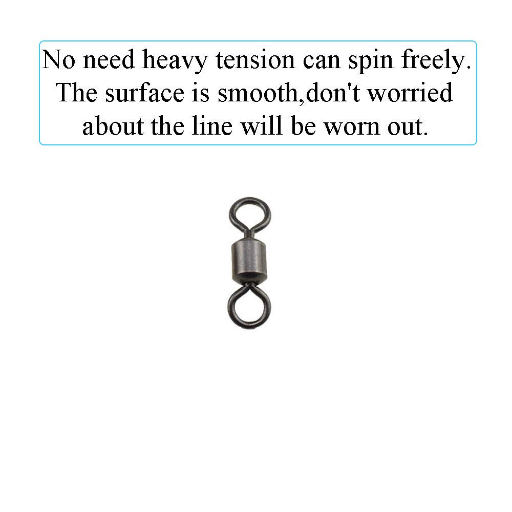 Premium Stainless Steel Fishing Rolling Swivels - No Tangle Barrel Bearing Swivel with Solid Welding Ring for Big Fish, Freshwater & Saltwater Rod Reel - Ideal for Bass, Catfish, and Deep Sea Fishing