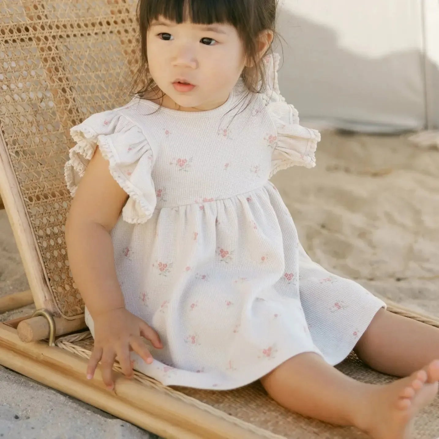Quincy Mae Organic Daisy Dress - Vintage Rose Floral Print Baby Girls' Dress for Spring & Summer Outfits, Photo Shoots & Special Occasions