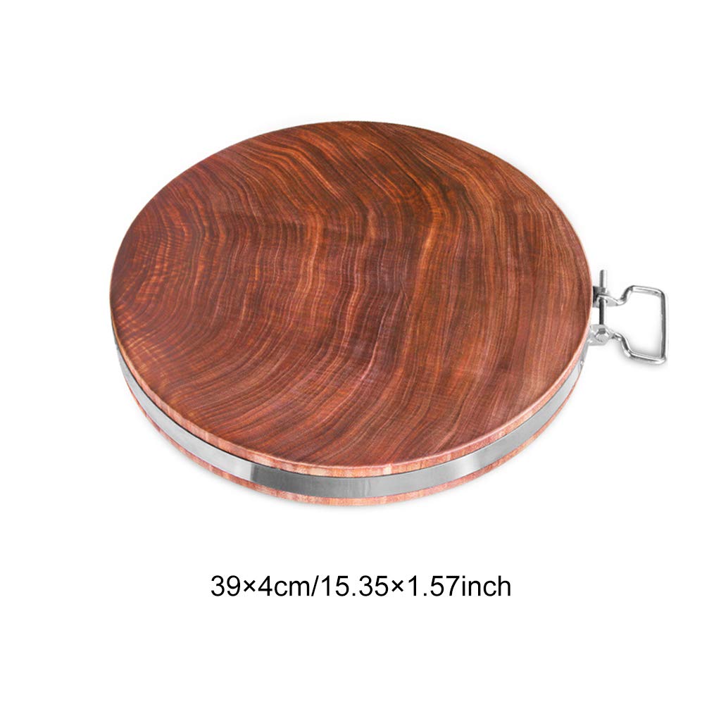 Premium Ironwood Reversible Round Cutting Board - Whole Wood Kitchen Chopping Board for Vegetables, Fruits, Meat - 4 Size Options with Bold Handle - Perfect for Meal Prep, Sushi Making & Entertaining