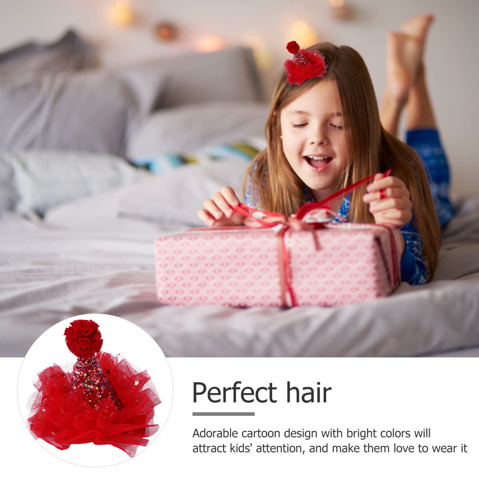 Uonlytech 5pcs Merry Christmas Hair Clips - Sparkling Santa Hat Barrettes for Girls, Holiday Hair Accessories for Christmas & Birthday Parties (Great for Xmas Photos, School Events & Festive Gatherings)