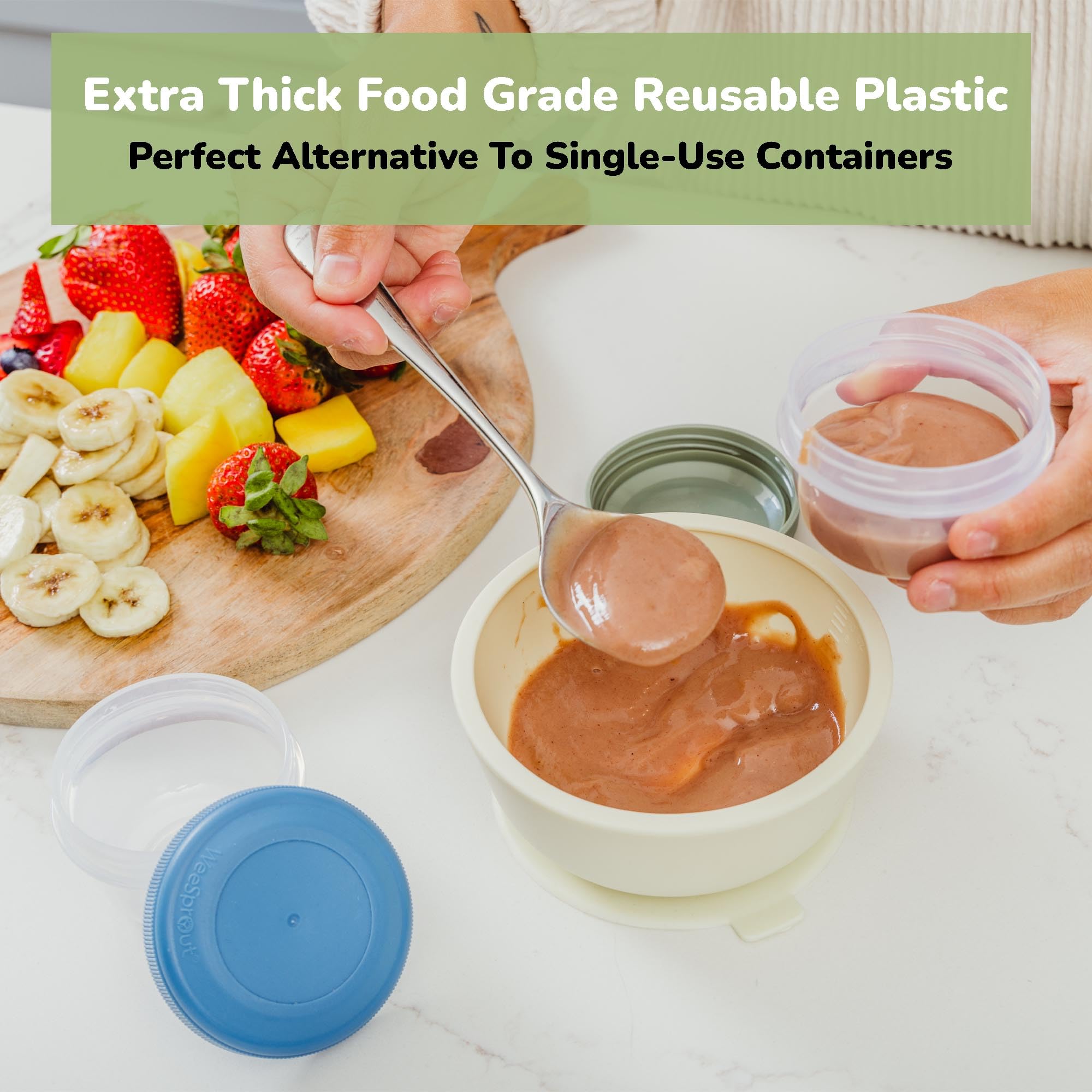 WeeSprout Leakproof Baby Food Storage Containers - 12-Piece Set of 4oz Small Plastic Containers with Secure Lids, BPA-Free, Freezer & Dishwasher Safe - Preserves Freshness, Nutrients & Flavor - Perfect for Baby Puree, Snacks, Meal Prep & On-the-Go Feeding (Matte Variety Pack)