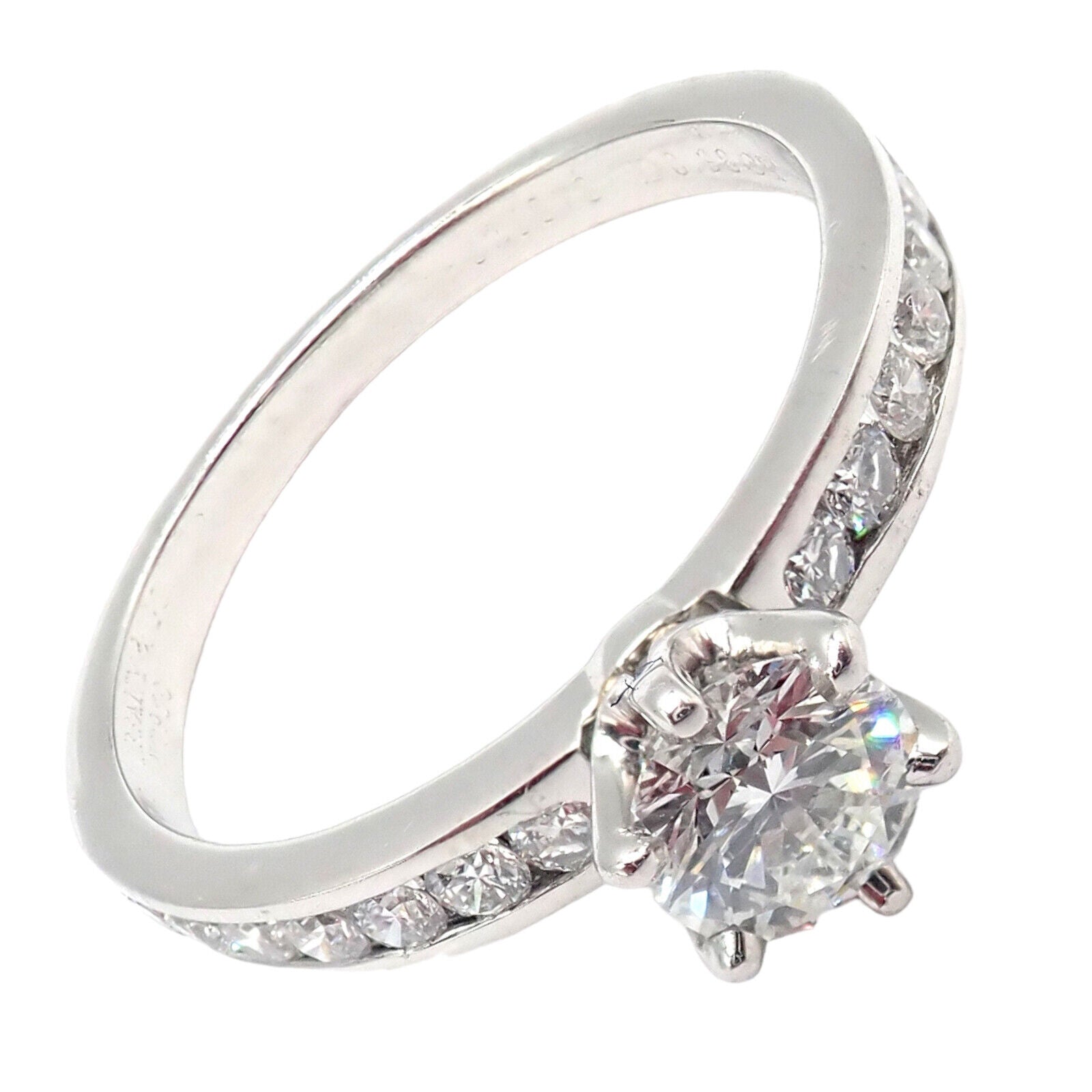 Authentic Tiffany & Co. Platinum 0.59 Carat Diamond Engagement Ring Size 5.25 - Perfect for Proposals, Anniversaries & Special Occasions