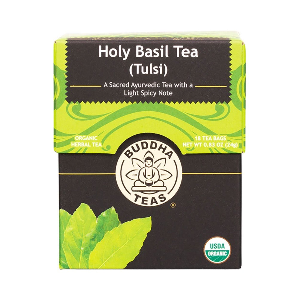 Organic Holy Basil Tea (Tulsi) - Buddha Teas Herbal Tea Bags, 18 Count - Stress Relief & Immune Support for Daily Wellness & Meditation