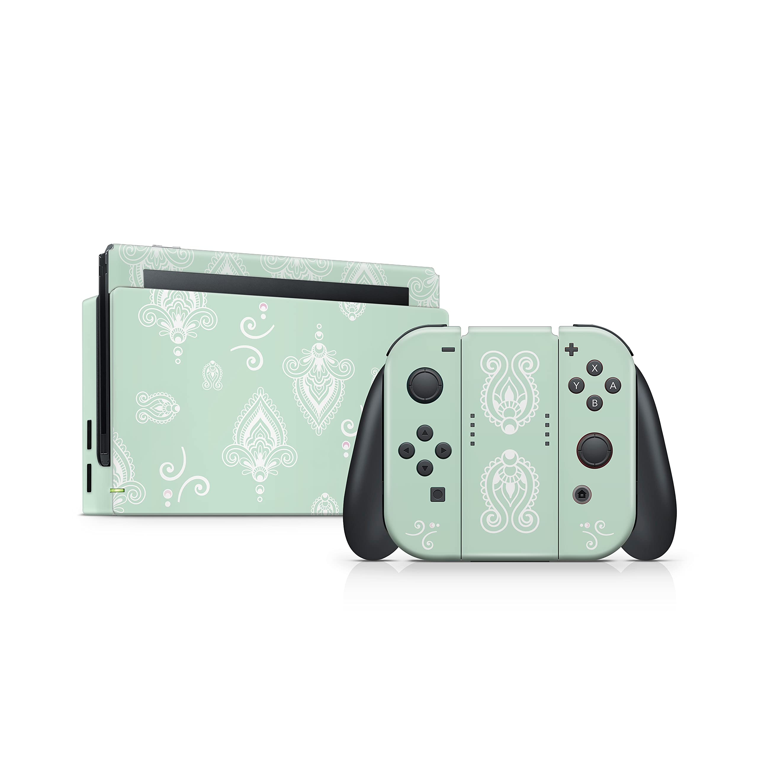 Kawaii Green Flower Vinyl Skin Wrap for Nintendo Switch - 3M Premium Full Decal Cover Compatible with Joy-Con, Console & Dock | Perfect for Gaming, Travel & Personalization
