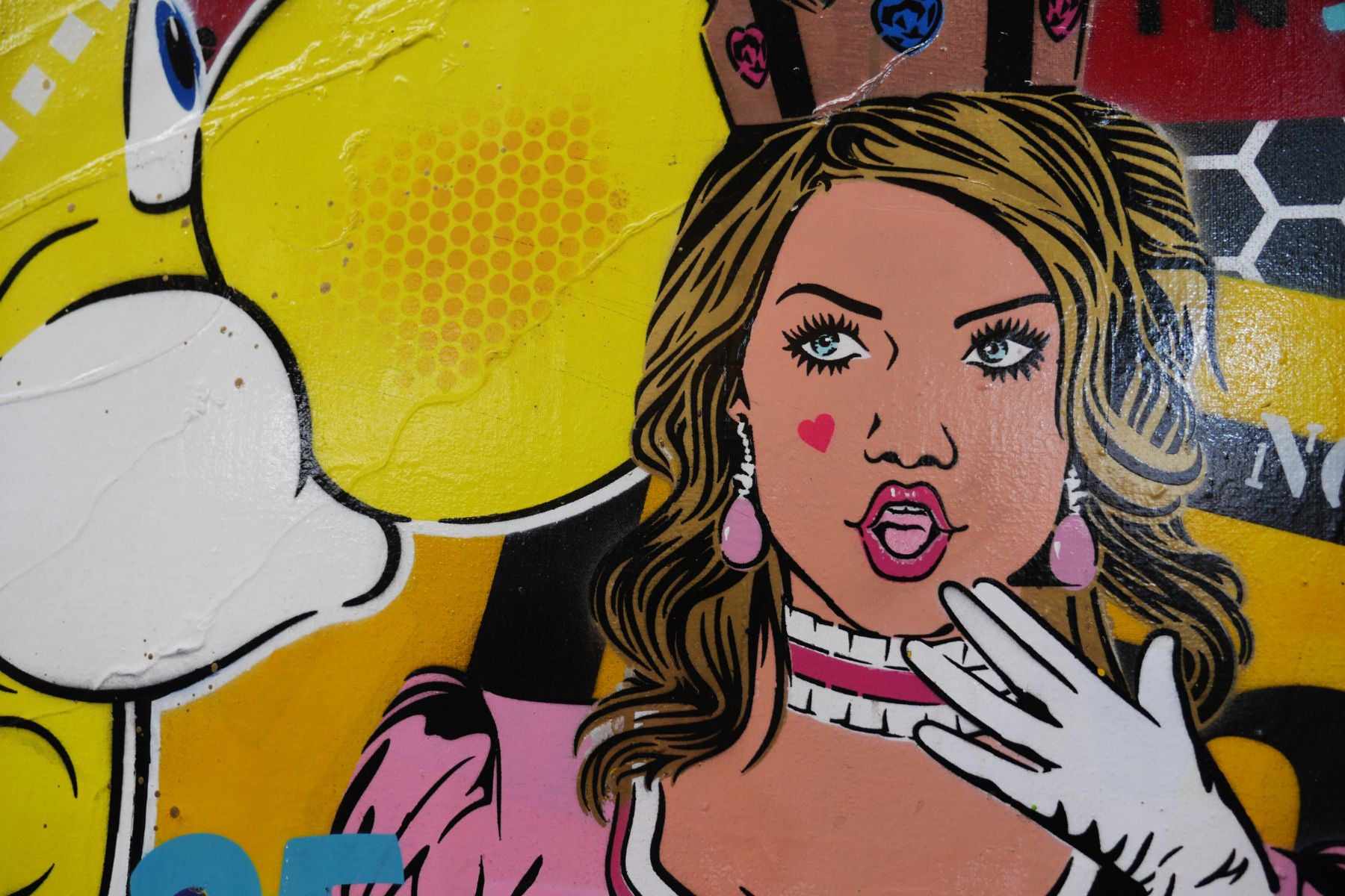 Princess Peach's Secret Love 240cm x 120cm Super Mario Bros Pop Art Painting - Textured Urban Wall Decor for Game Room, Living Room & Bedroom