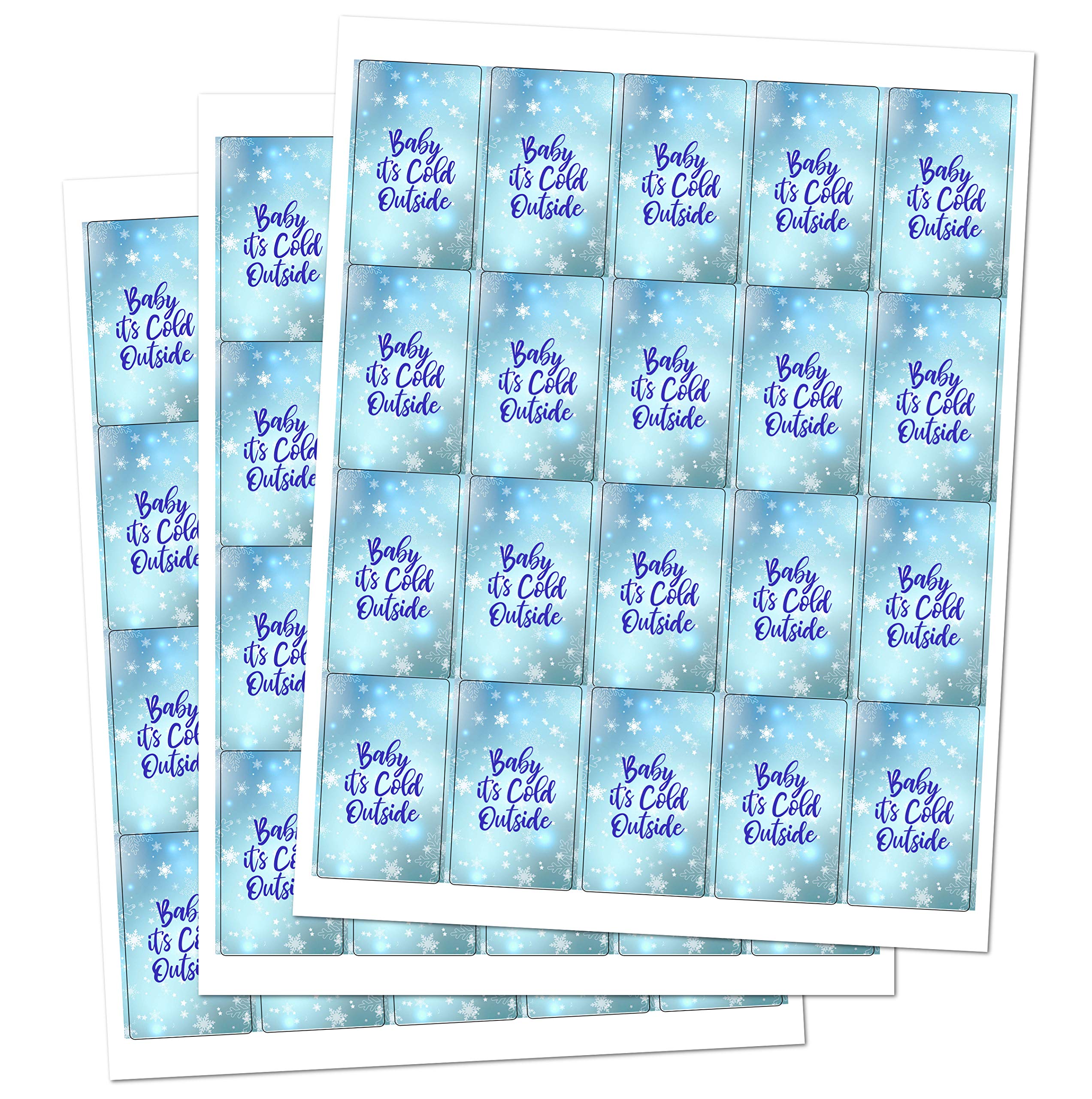 60 Blue 'Baby It's Cold Outside' Baby Shower Mini Candy Bar Wrappers - Snowflake Design for Boy Baby Shower Decorations - Made in USA - Perfect for Winter Baby Showers, Gender Reveals & Party Favors