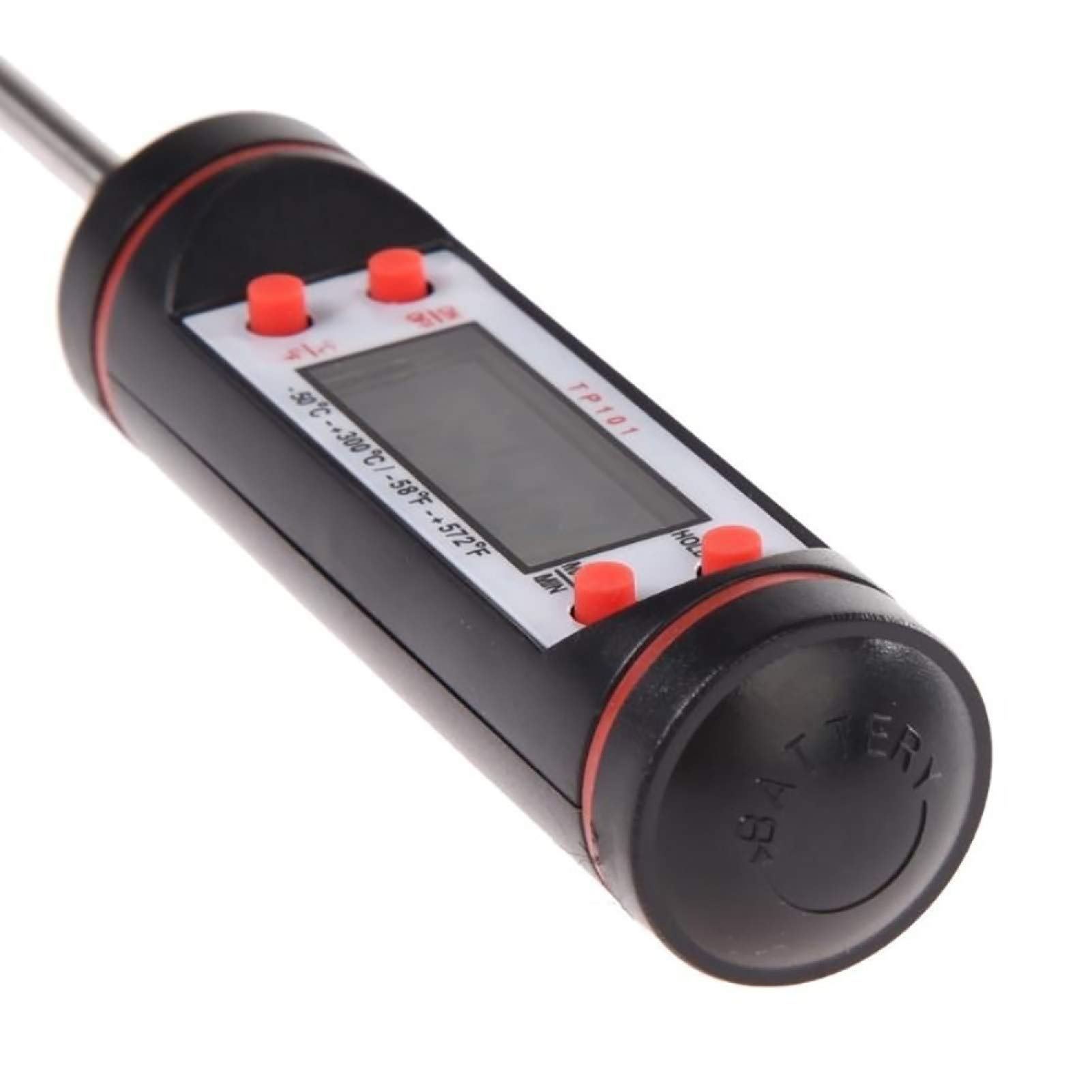 Digital Meat Thermometer with Probe - Instant Read Kitchen Thermometer for Cooking, Grilling, Baking - Perfect for Meat, Water, Milk & BBQ (Black) | Essential Tool for Home Chefs & Outdoor Cooking