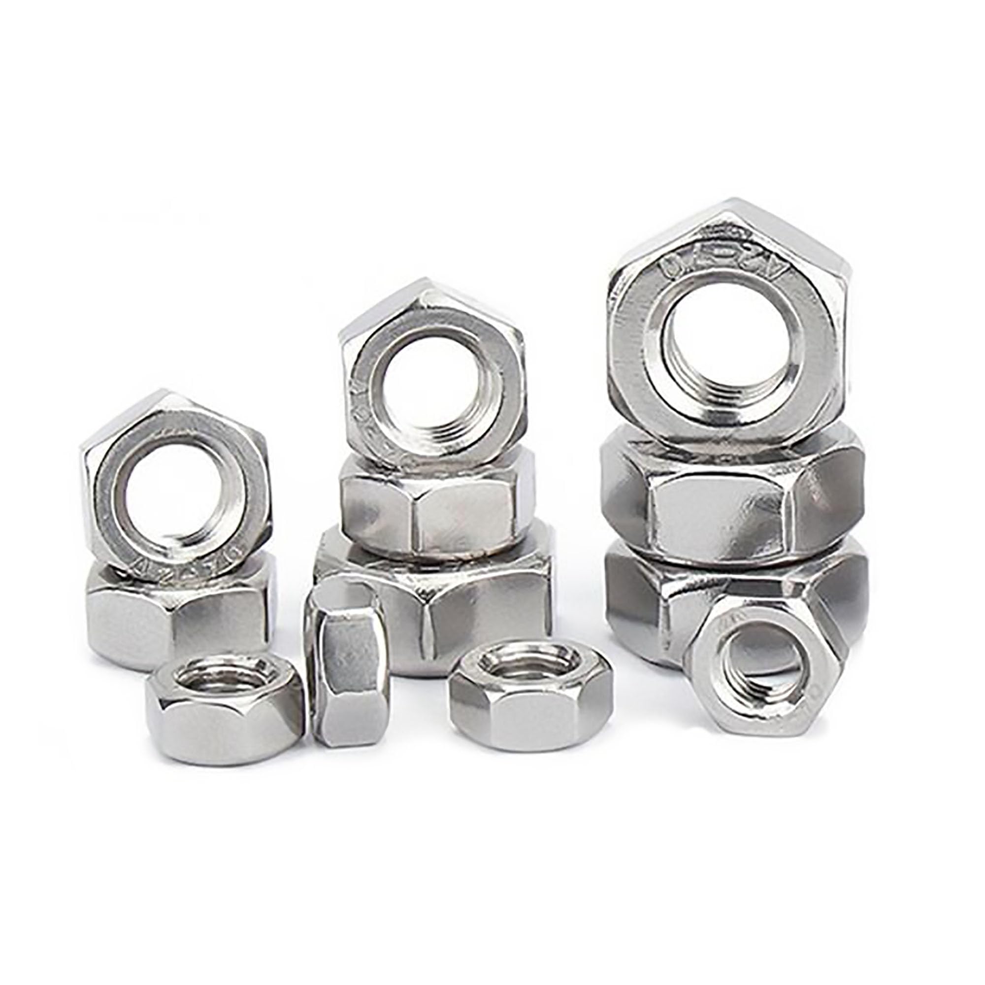 100Pcs M5-0.8 Stainless Steel 304 (18-8) Hex Nuts - Corrosion Resistant Hardware Fasteners for Furniture, Machinery & DIY Projects