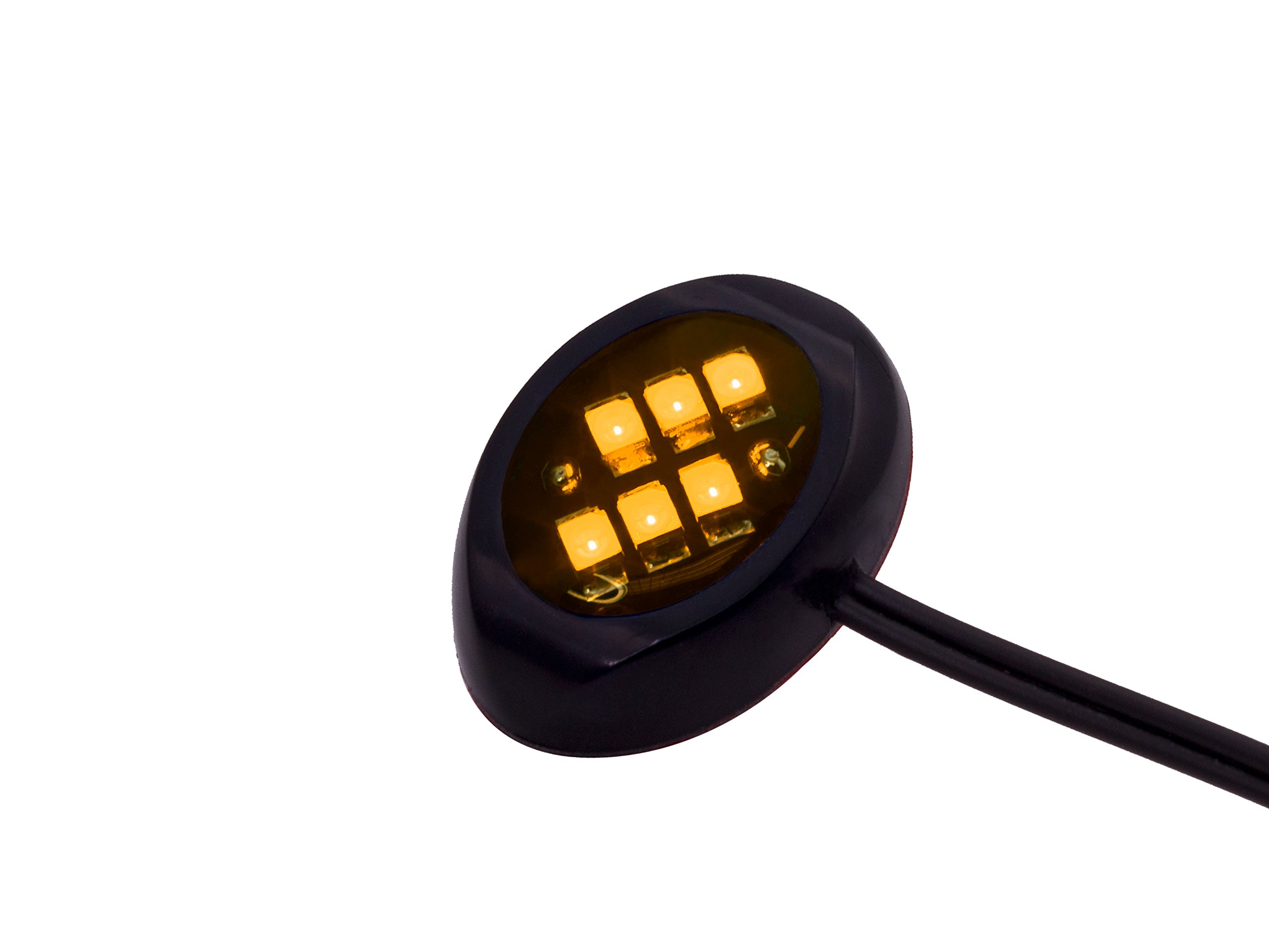 Oznium Round Black Amber LED Modules - High Brightness LED Lights for Cars, Motorcycles, Boats & Home Decoration