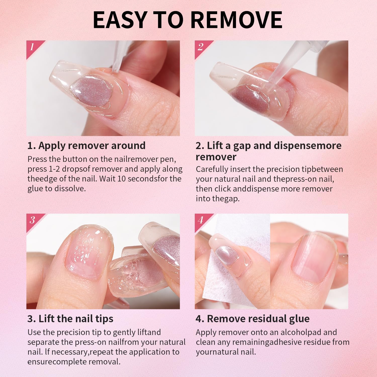 15g Semi-Solid Nail Glue Gel with 5ml Remover Pen - No UV Light Needed, Long-Lasting Press On Nails Super Glue - Easy Click Removal 3-in-1 Nail Glue Remover Kit for Home & Salon Manicures