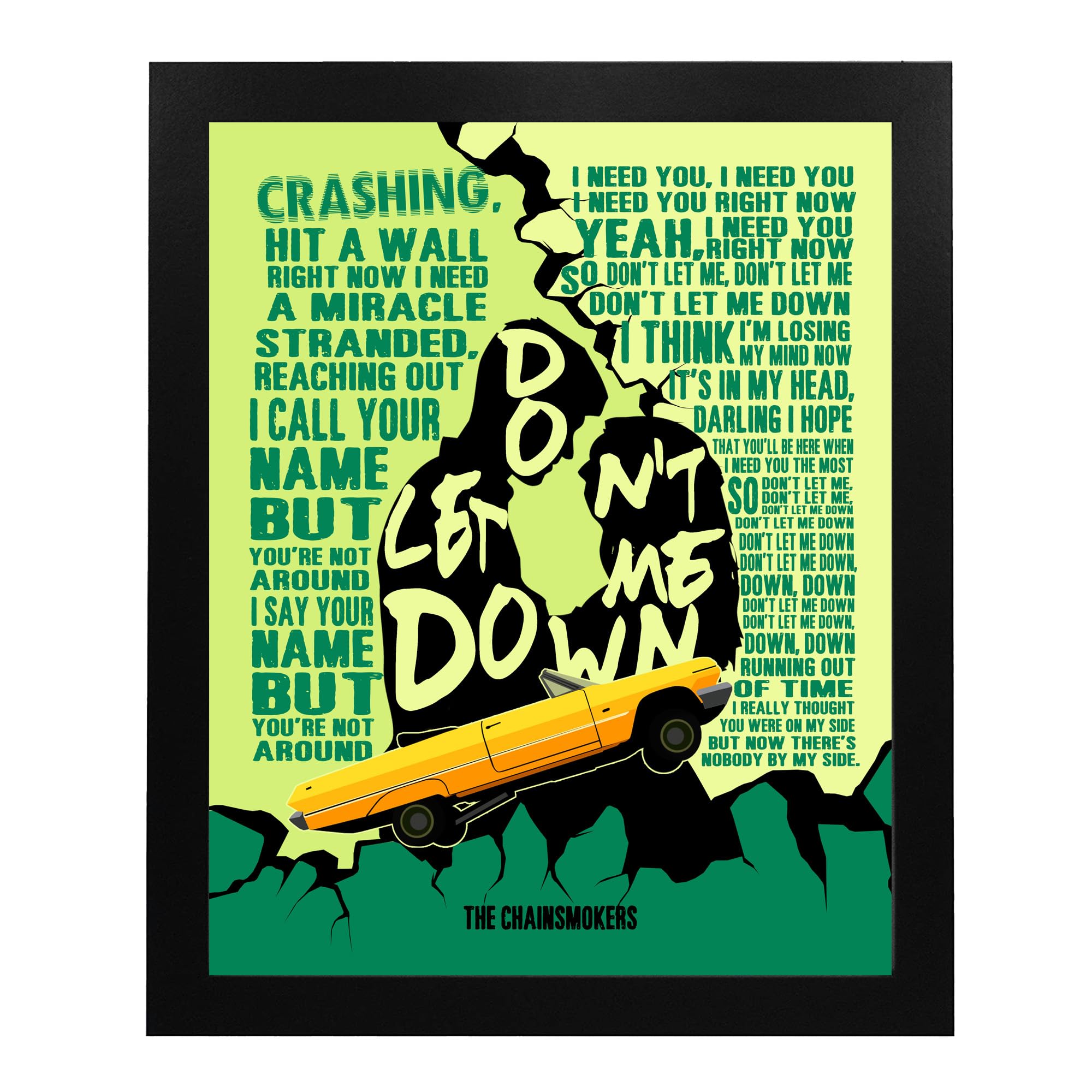 The Chainsmokers Music Poster - 'Don't Let Me Down' Love Song Wall Art for Living Room, Bedroom, Bar & Man Cave Decor | Aesthetic Unframed Print 11x14 | Perfect for Music Lovers & Home Styling