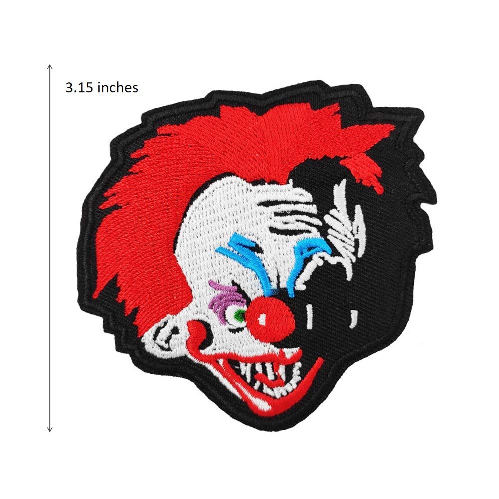 Clown Face Embroidered Iron-On & Sew-On Patch - Horror Movie Costume Accessory for Halloween, Cosplay & DIY Jacket Decoration
