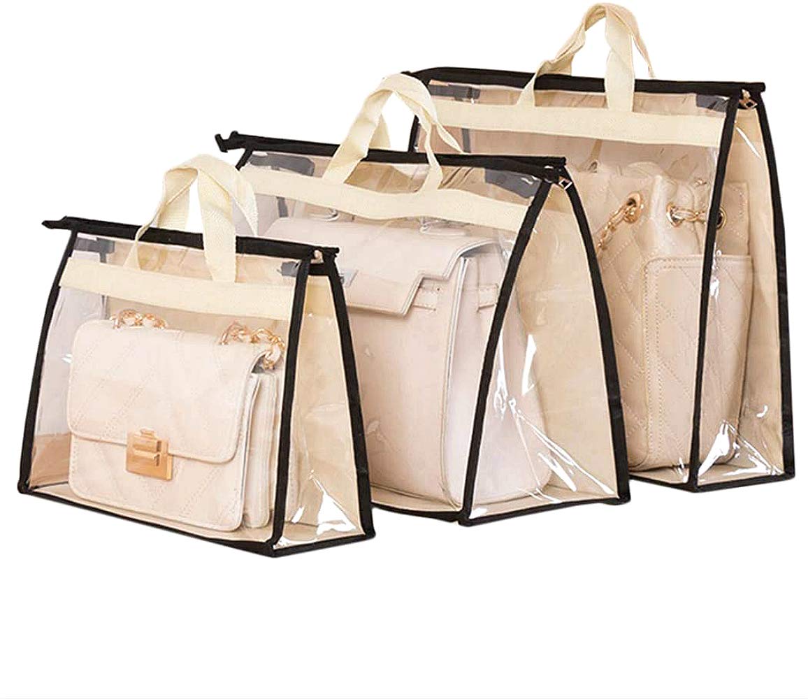 3PCS Breathable Dustproof Storage Bags for Handbags, Wallets & Shoes - Hanging Closet Organizer for Leather Goods (Black) | Perfect for Travel, Home Storage & Closet Organization