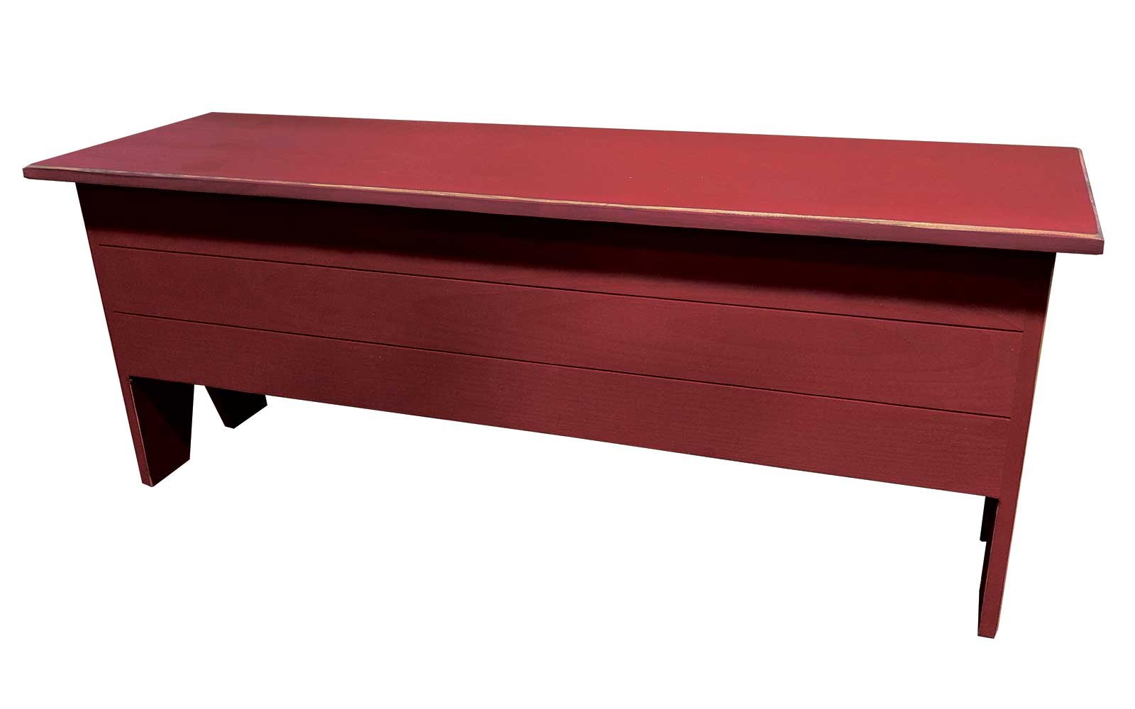 Rustic Entryway Bench 4 Feet Long - Solid Wood Hallway Seating with Storage Shelf (Old Red Finish) - Perfect for Farmhouse Entry, Mudroom, or Bedroom Décor