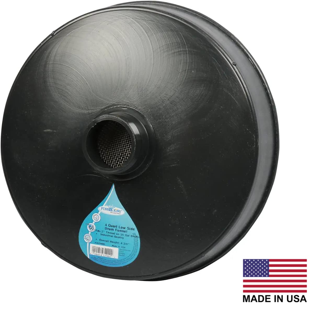 WIRTHCO 32900 Funnel King 4 Quart Drum Funnel with Removable Screen - Heavy Duty Oil Gas Fluid Transfer Funnel for Automotive, Marine & Industrial Use