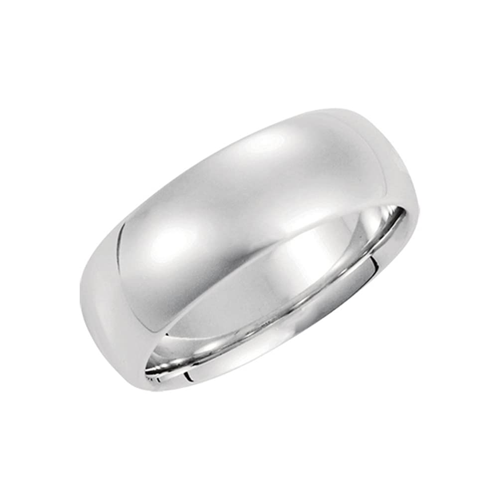 8mm Domed Comfort Fit 14k White Gold Black Bow Wedding Band for Men, Perfect for Engagement, Anniversary, and Everyday Wear