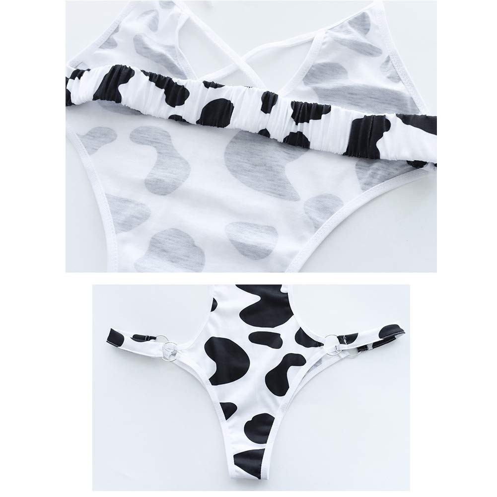 Sexy Dalmatian Print Cow Bikini Set - Anime Cosplay Costume & Lingerie for Women - Perfect for Halloween, Parties, and Roleplay
