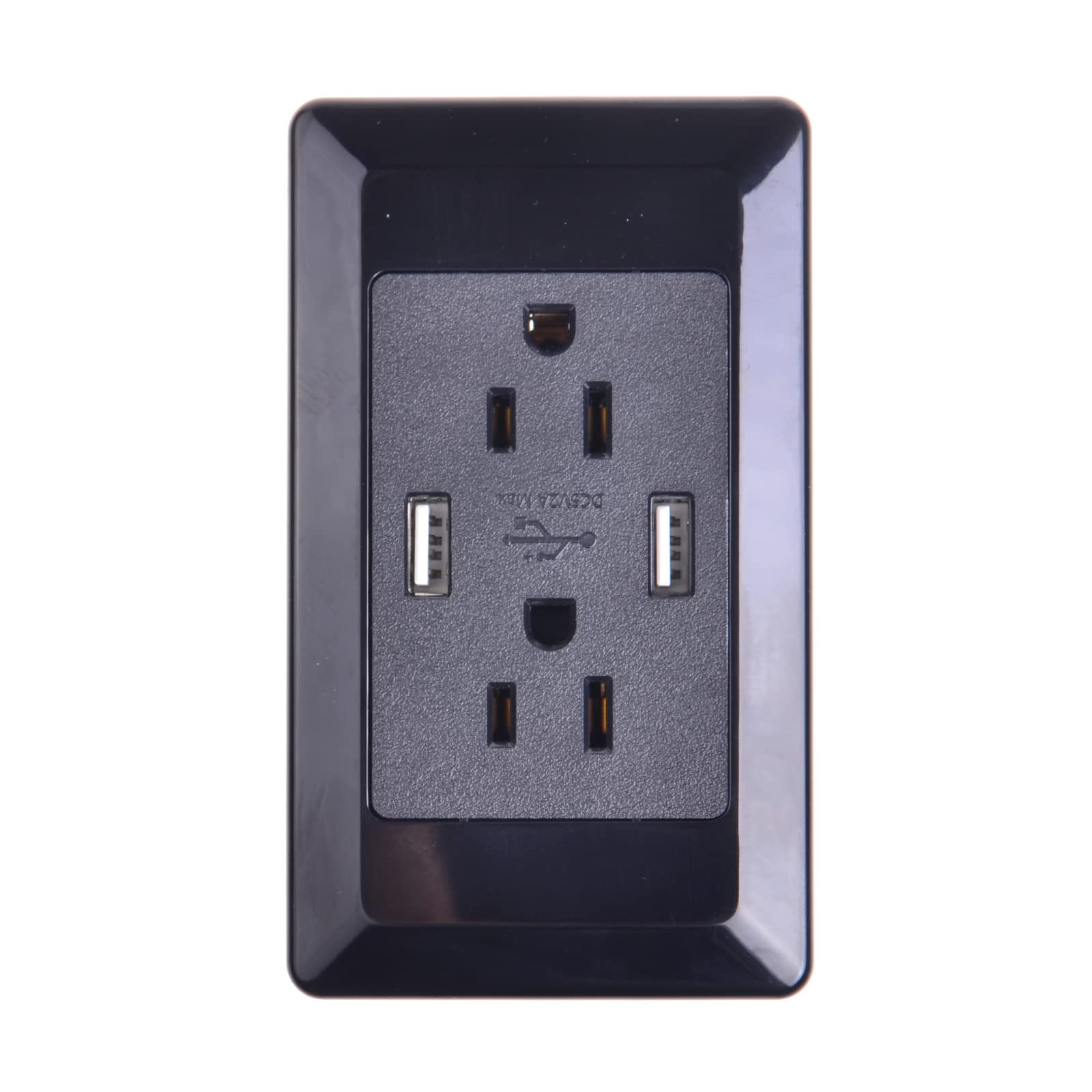 NineLeaf 20 Pack Outlet with USB - 15A High Speed USB Charger Wall Outlet, 2.0A USB Electrical Receptacle with Wall Plate (Black) - Perfect for Home, Office, Hotel & Dorm Room Charging Stations