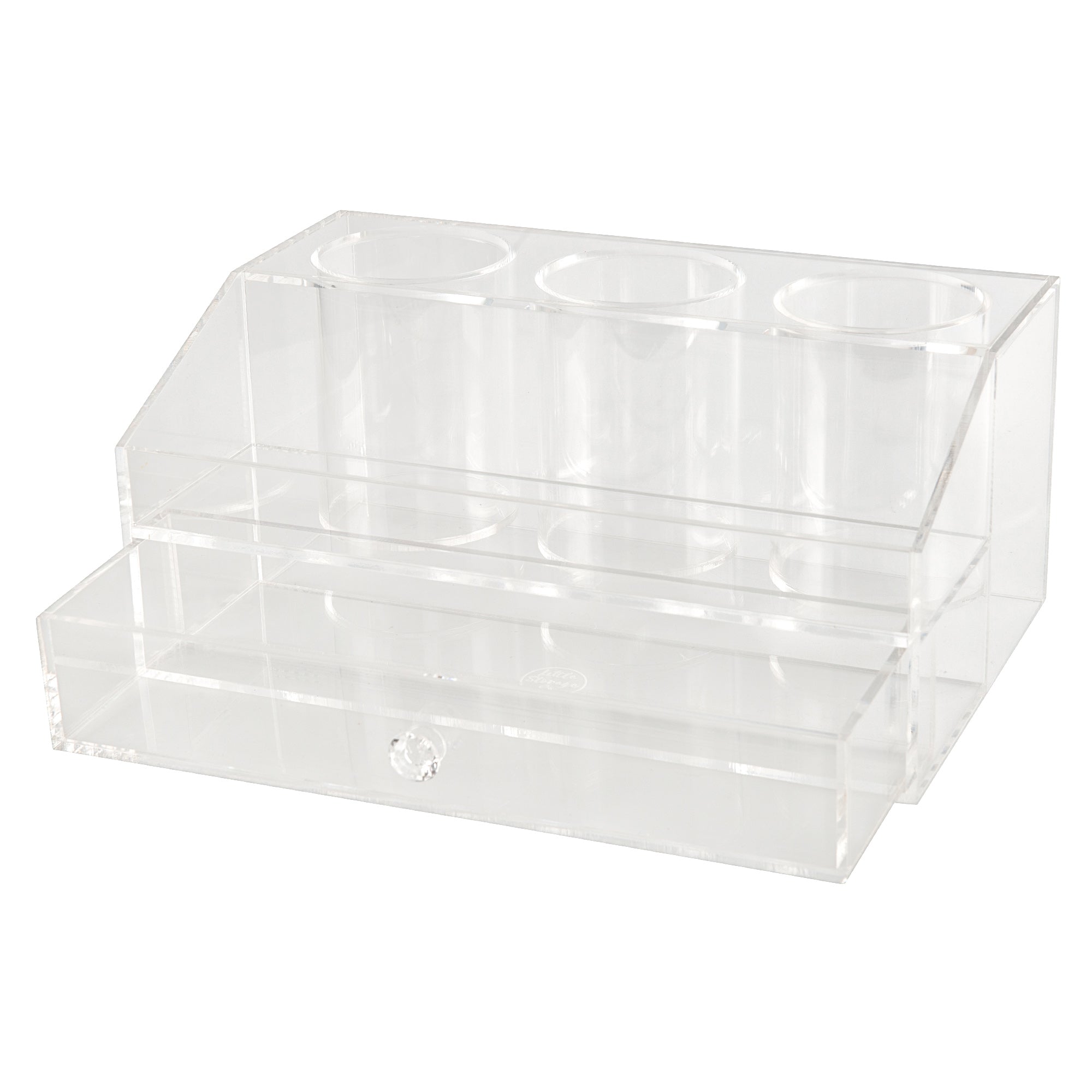 Clear Acrylic Desk Organizer with Drawer - Stylish Office & Home Storage Solution for Pens, Paper Clips, and Stationery
