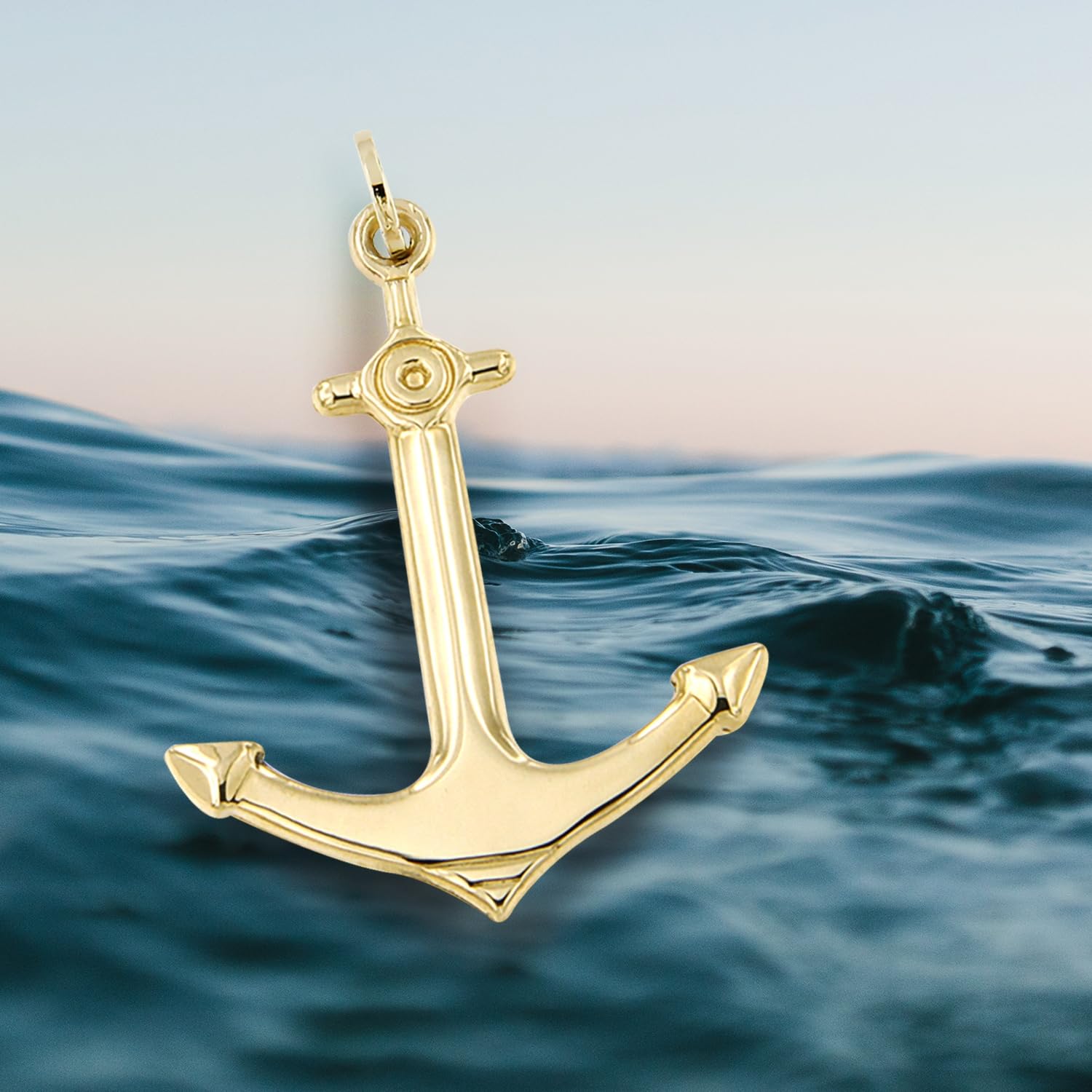 Lucchetta 14k Gold Nautical Anchor Pendant Necklace for Men & Women - Authentic Italian Jewelry from Italy - Perfect Gift for Sailors, Boaters & Beach Lovers - Ideal for Cruises, Sailing Trips & Coastal Vacations