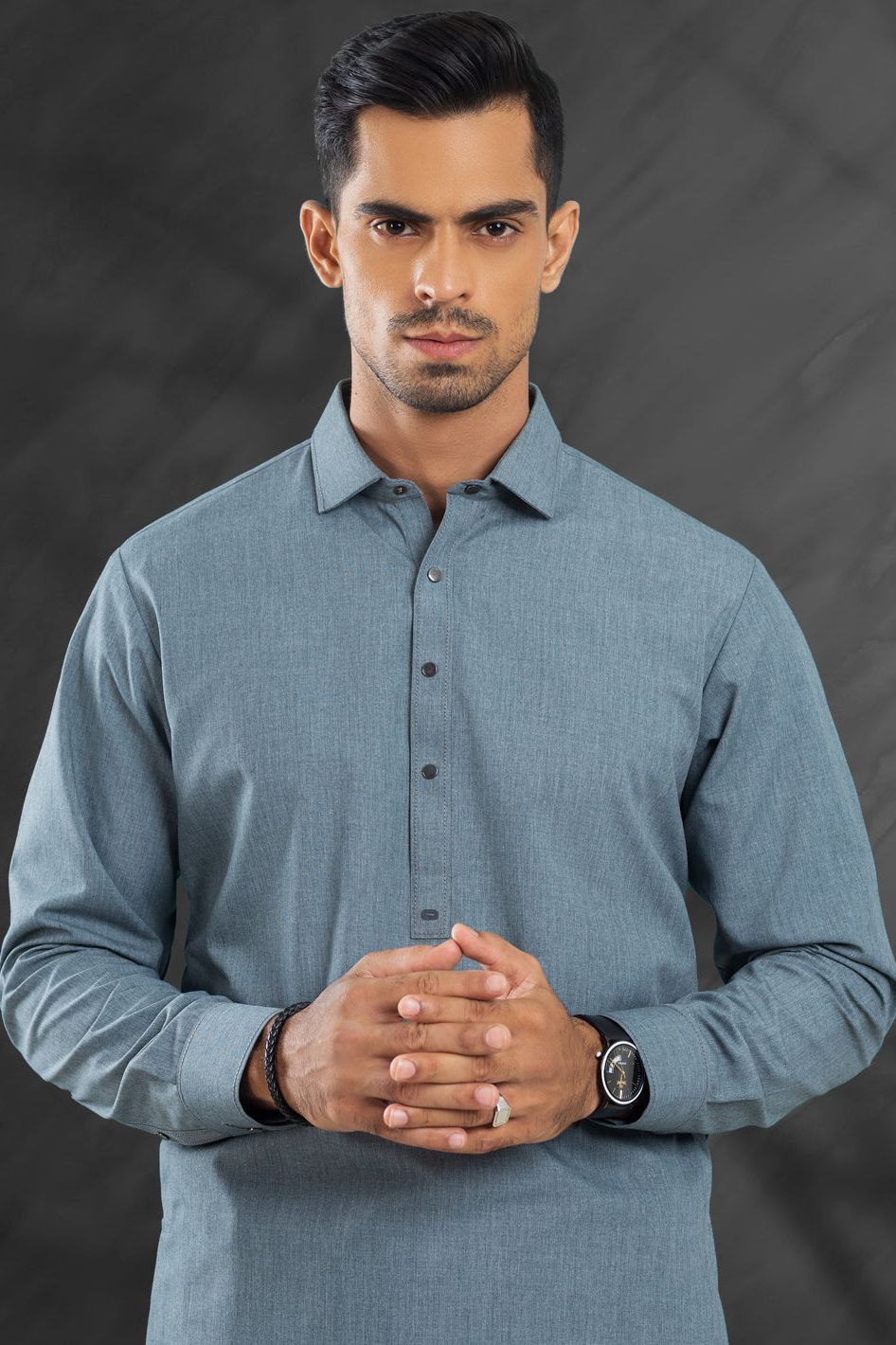 Premium Blended Grey Shalwar Kameez for Men - Wasim Akram Collection by Almirah - Perfect for Eid, Weddings & Special Occasions