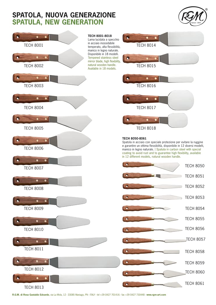 RGM 8005 Professional Large Painting Spatula - 12 Inch Stainless Steel Palette Knife for Artists, Oil & Acrylic Painting, Cake Decorating, DIY Crafts - Perfect for Canvas Art, Wall Texture & Icing Designs