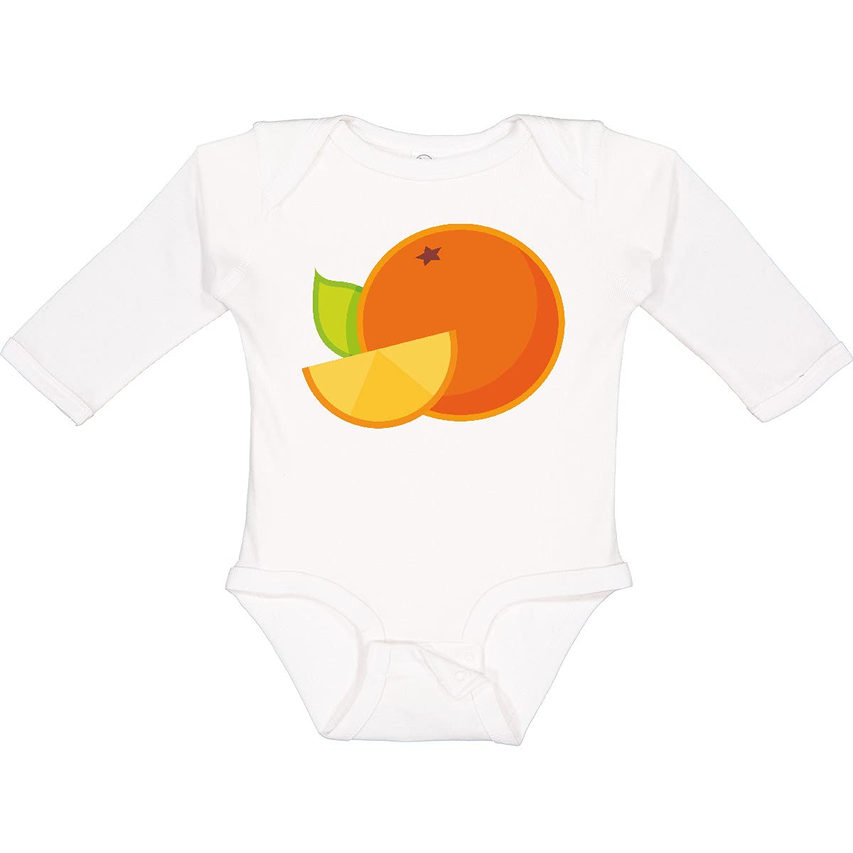 Inktastic Orange Fruit Print Long Sleeve Baby Bodysuit - Soft Cotton Onesie for Newborns & Infants - Perfect for Family Photos, Playdates & Everyday Wear