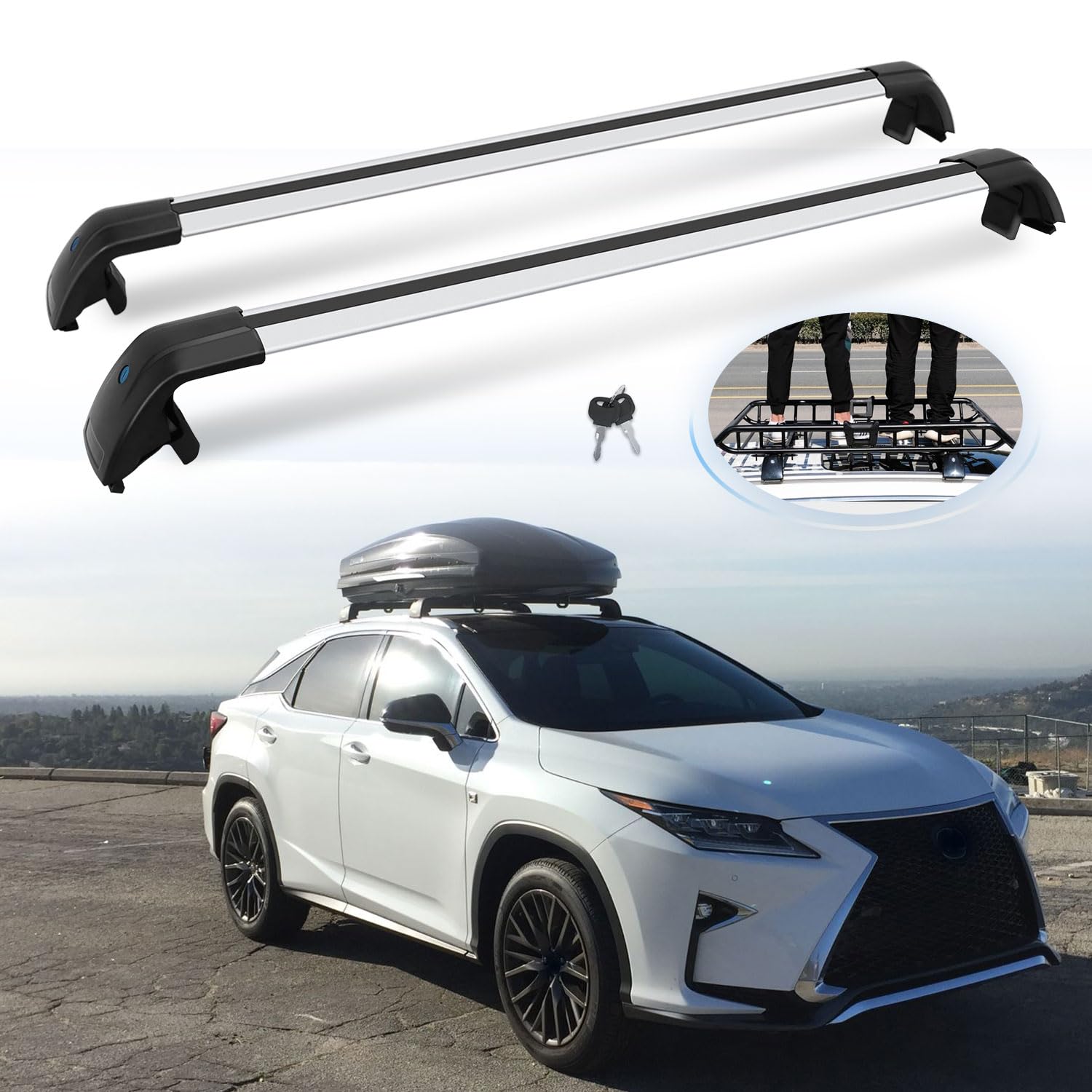 Lockable Roof Racks for Lexus RX 2016-2022 - Anti-Theft Cross Bars & Rails (Not Fit Panoramic Sunroof) - Perfect for Kayak, Snowboard, Ski & Outdoor Gear Storage