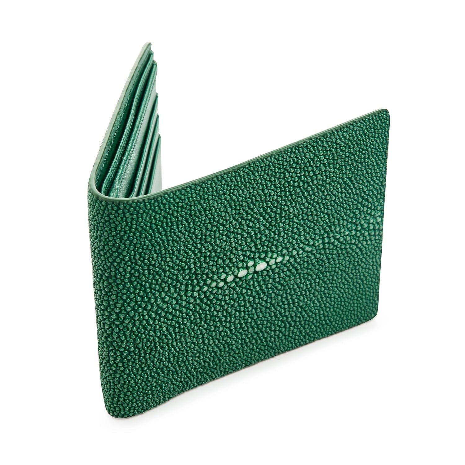 Genuine Green Stingray Leather Wallet for Men - Exotic Polished Skin Luxury Bifold - Perfect for Gifts, Travel & Everyday Use