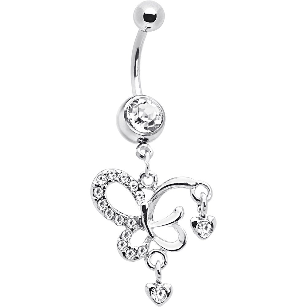 Body Candy Clear Spirited Butterfly Belly Ring - Stainless Steel Navel Piercing Jewelry for Women, Cute Belly Button Ring for Casual Wear & Beach Outfits