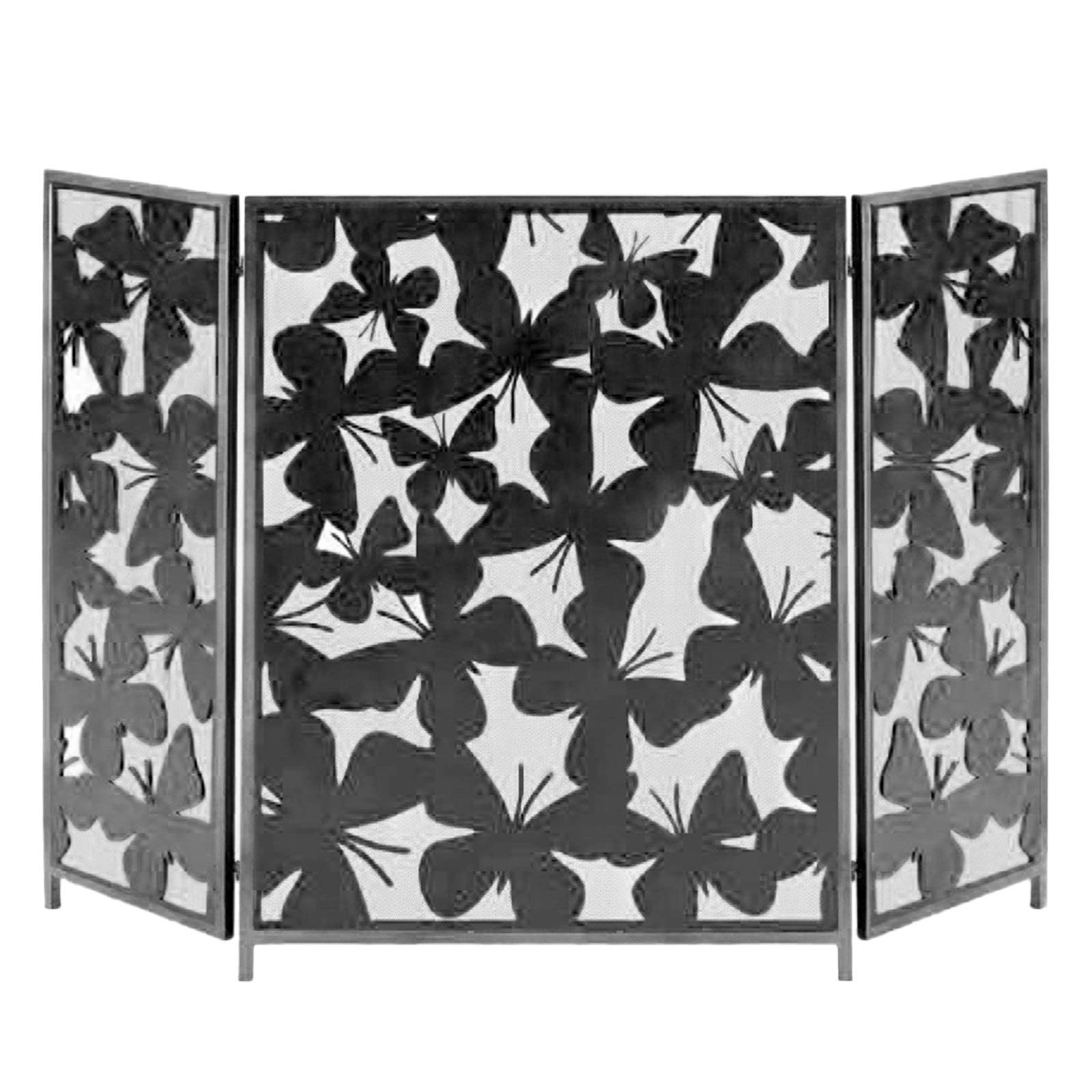 Black Tri-Fold Butterfly Fireplace Screen - 3 Panel Decorative Fireplace Spark Guard with Fine Mesh for Living Room, Patio & Indoor Fireplace Safety - Perfect for Home Decor & Anniversary Gifts