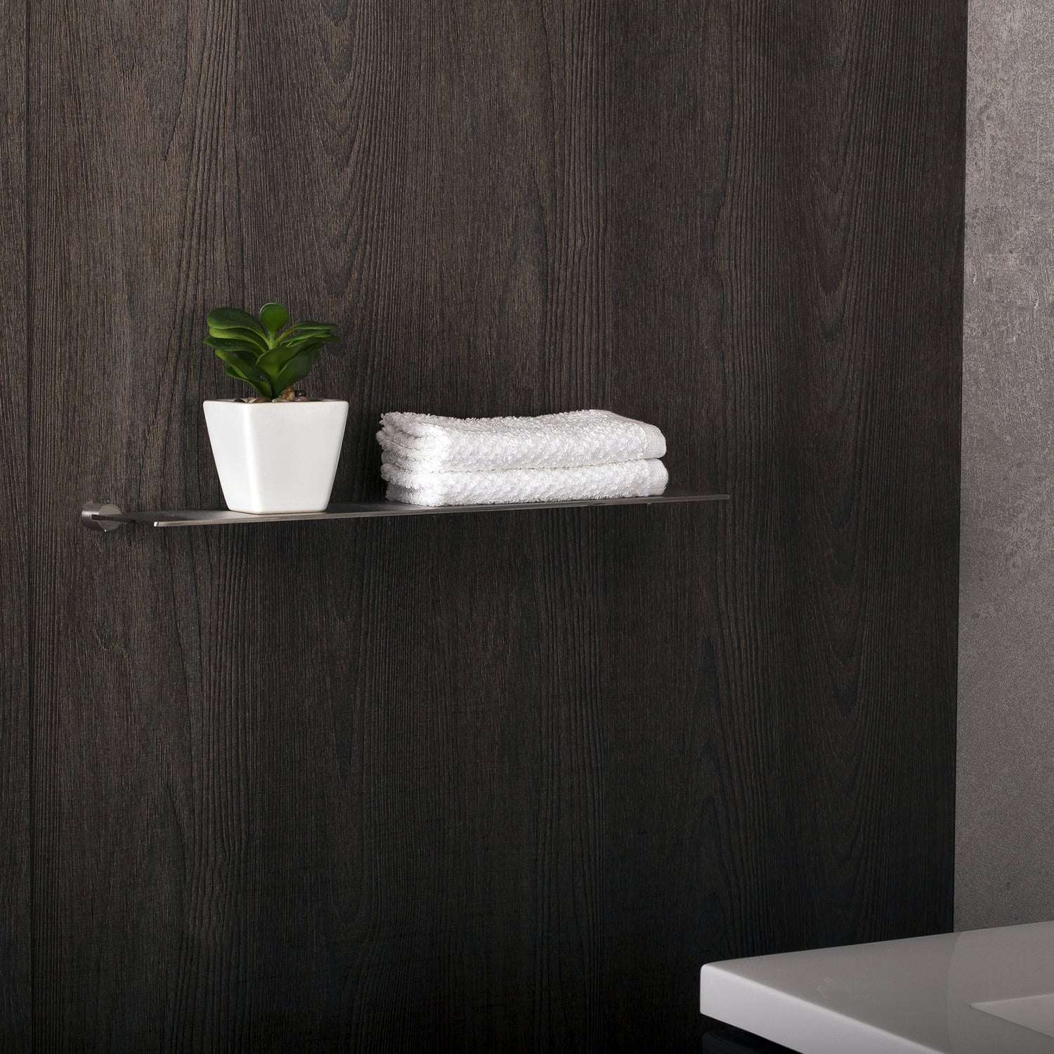 COSMIC Logic Corner Bathroom Shelf - Wall Mount Stainless Steel with Matte Chrome Finish - 15.75