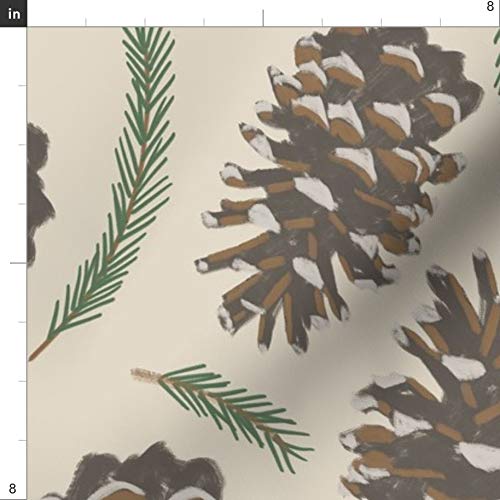 Pine Trees Cabin Rustic Mountain Greenery Forest Nature Winter Holiday Printed Minky Fabric by The Yard - Soft Plush Fabric for Sewing Baby Blankets, Quilt Backing & Home Decor - Perfect for Cozy Cabin, Nursery & Seasonal DIY Projects