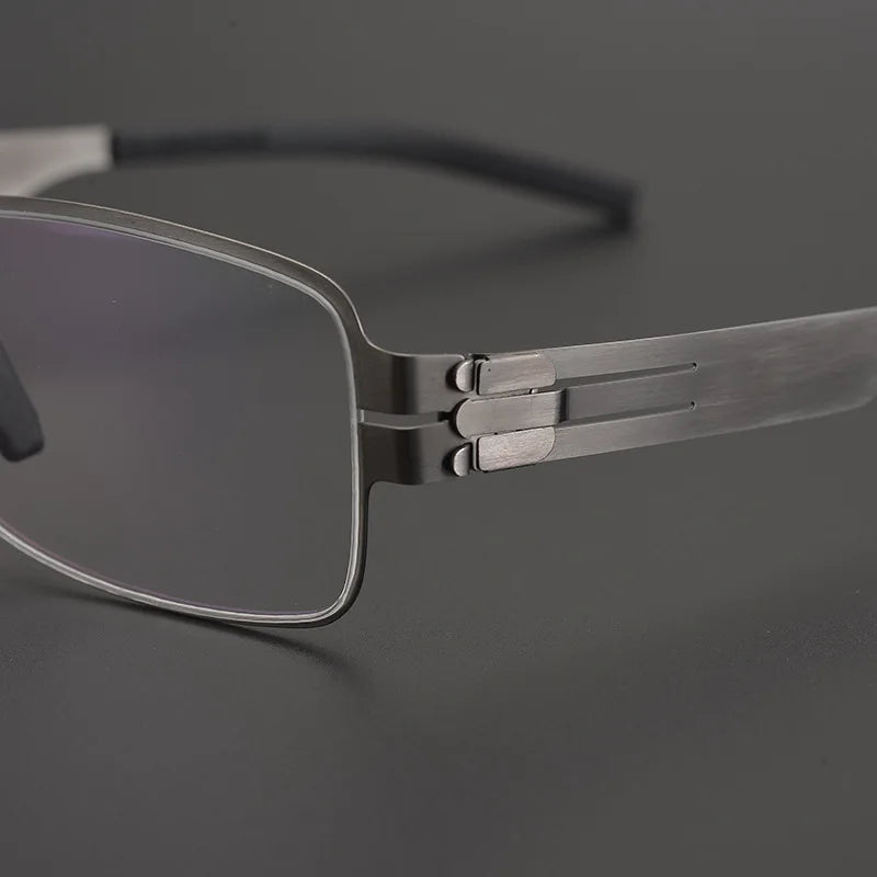Black Unisex Full Rim Square Screwless Steel Eyeglasses Frame 4294 - Stylish & Durable for Work, Reading & Everyday Wear