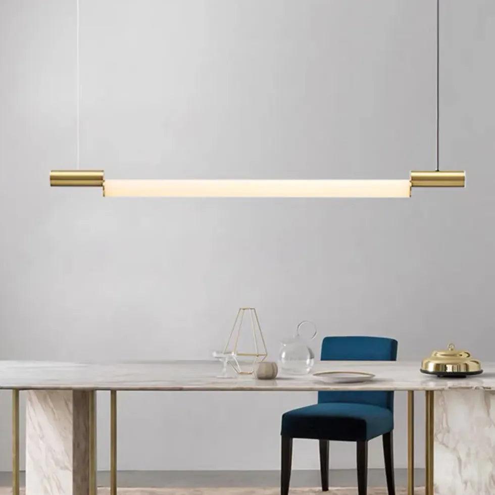Modern Gold Tubular Elongated Kitchen Island Pendant Light - Elegant Dining Room & Bar Lighting Fixture for Home Decor