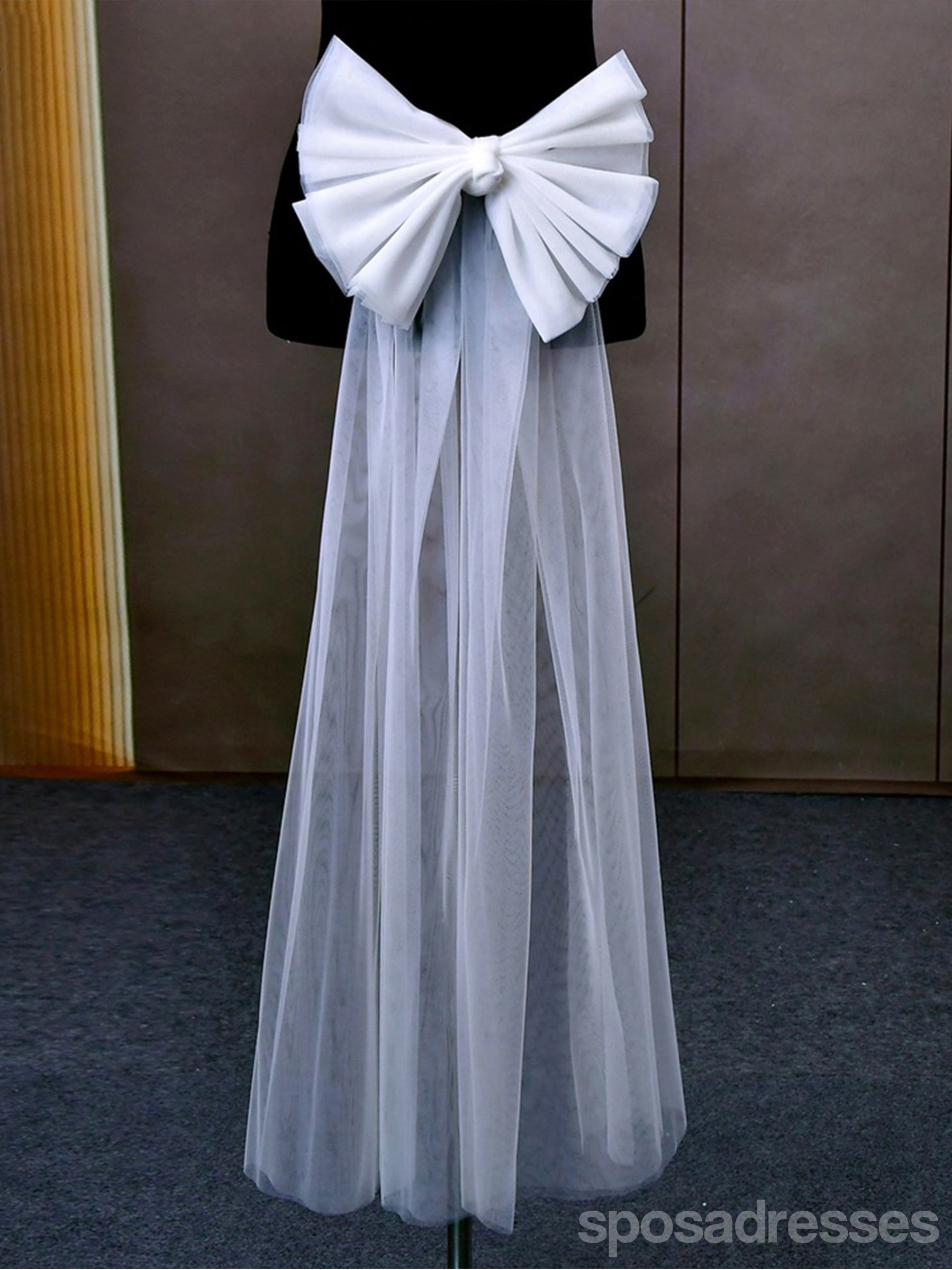 Elegant Tulle Wedding Bowknot for Women with Long Train - Perfect for Bridal Bouquet, Wedding Dress Accessories, and Bridal Shower Decorations - VG06
