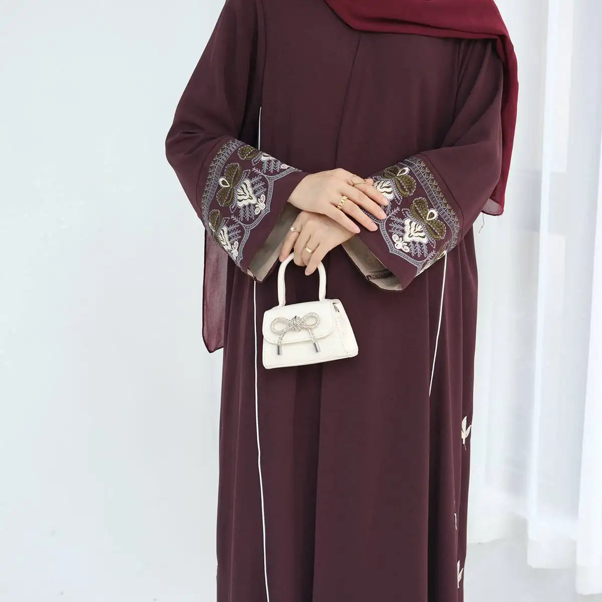 Embroidered Dubai Cardigan Open Abaya Dress for Women - Elegant Islamic Modest Wear - Perfect for Prayer, Eid, Wedding & Special Occasions